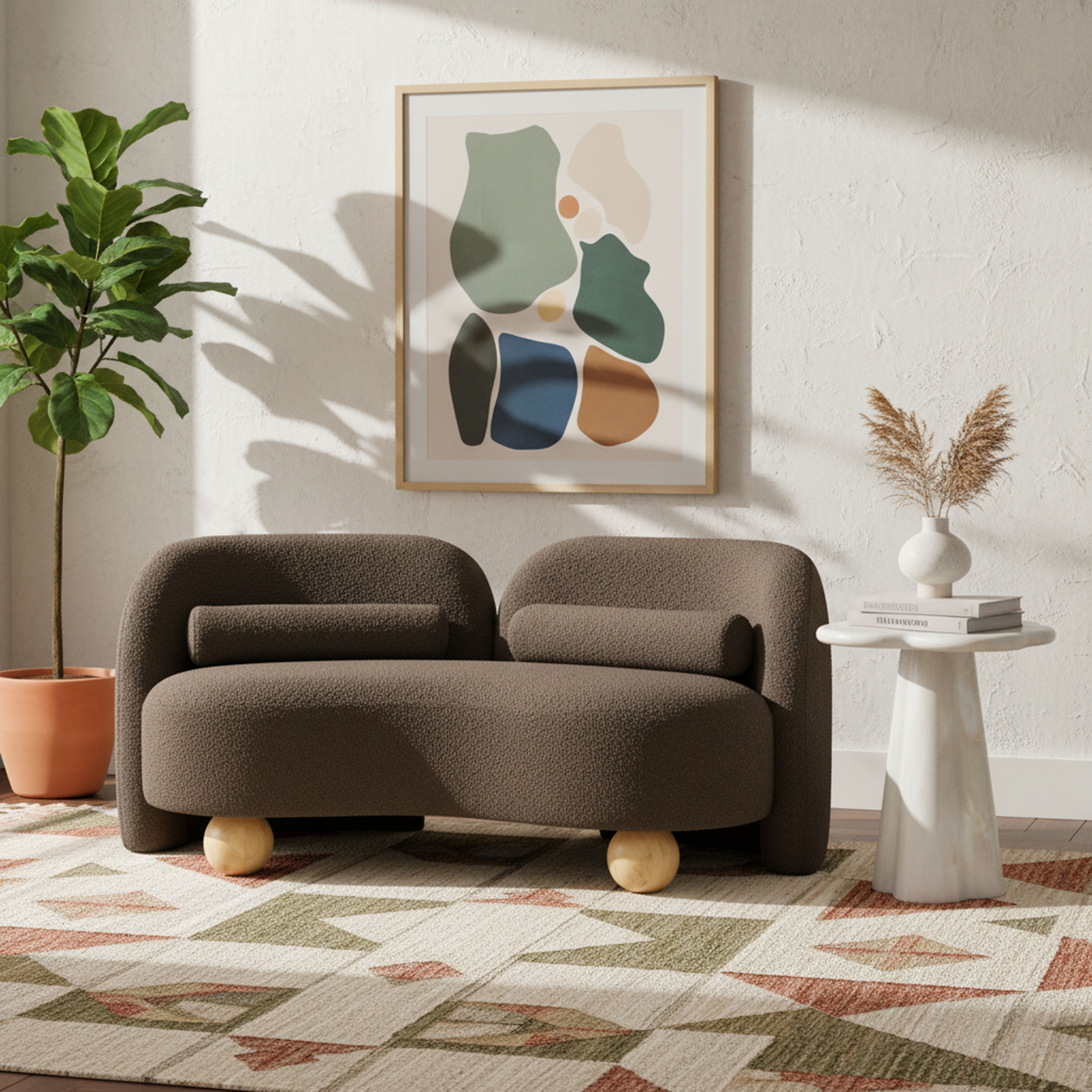 Daphne - Boucle Loveseat - Brown