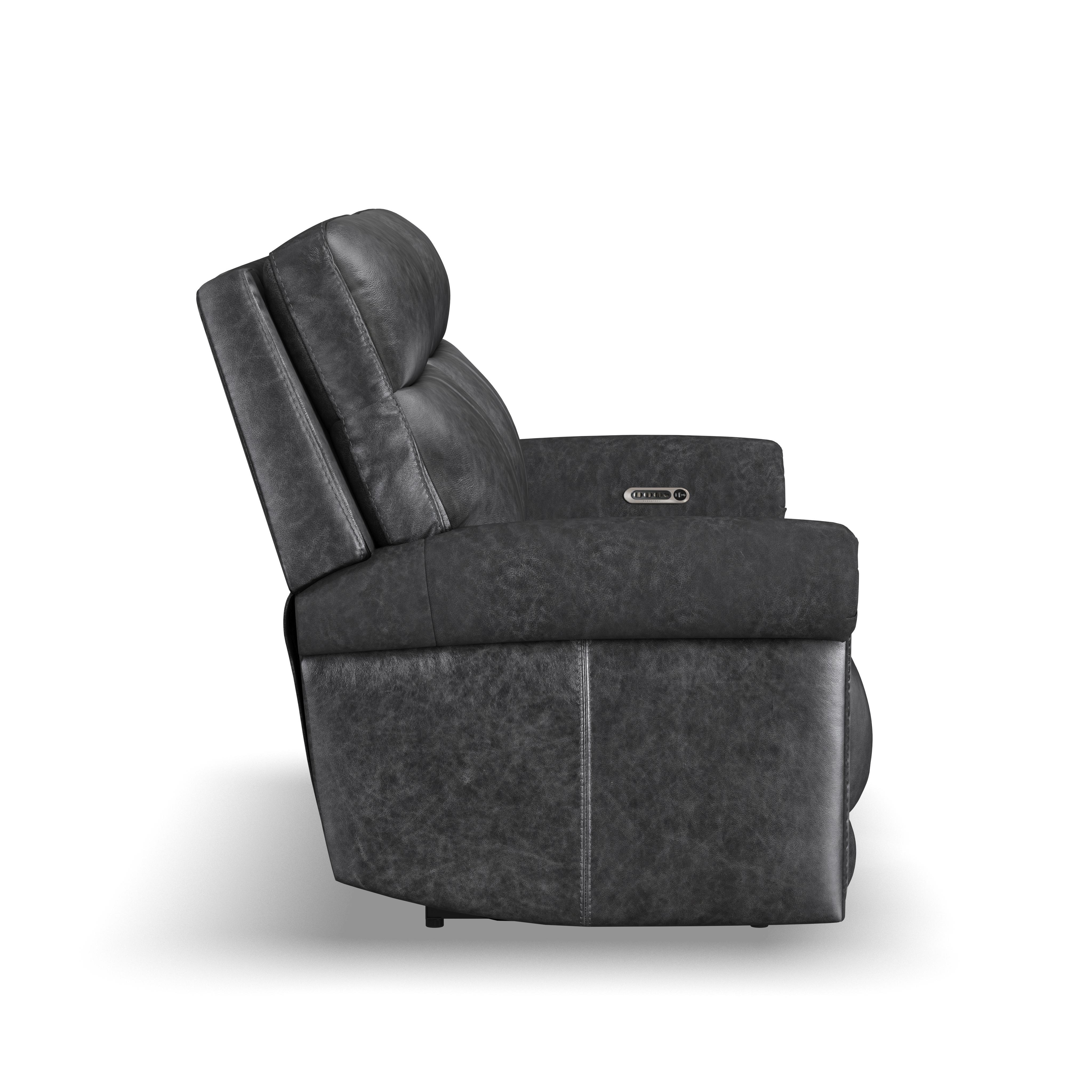 Alexander - Power Reclining Loveseat With Power Headrest & Lumbar - Weathered Stone Gray, dark gray, view 3