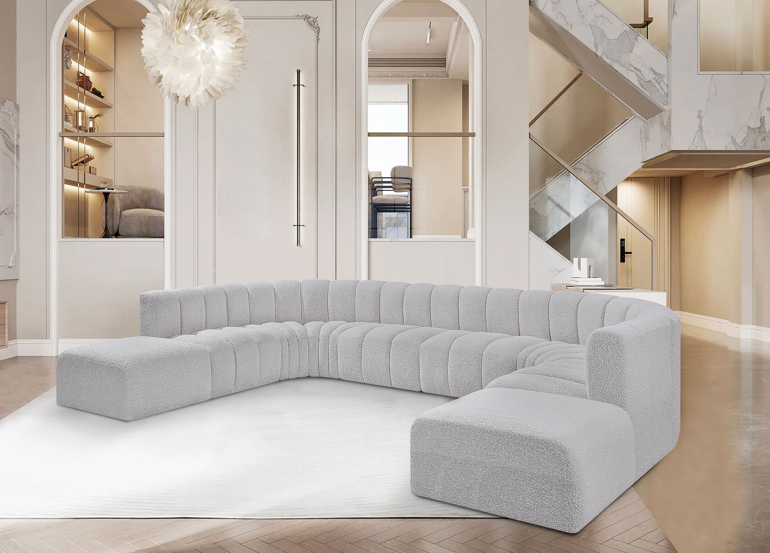 Arc - Boucle Fabric Modular Sectional - Gray