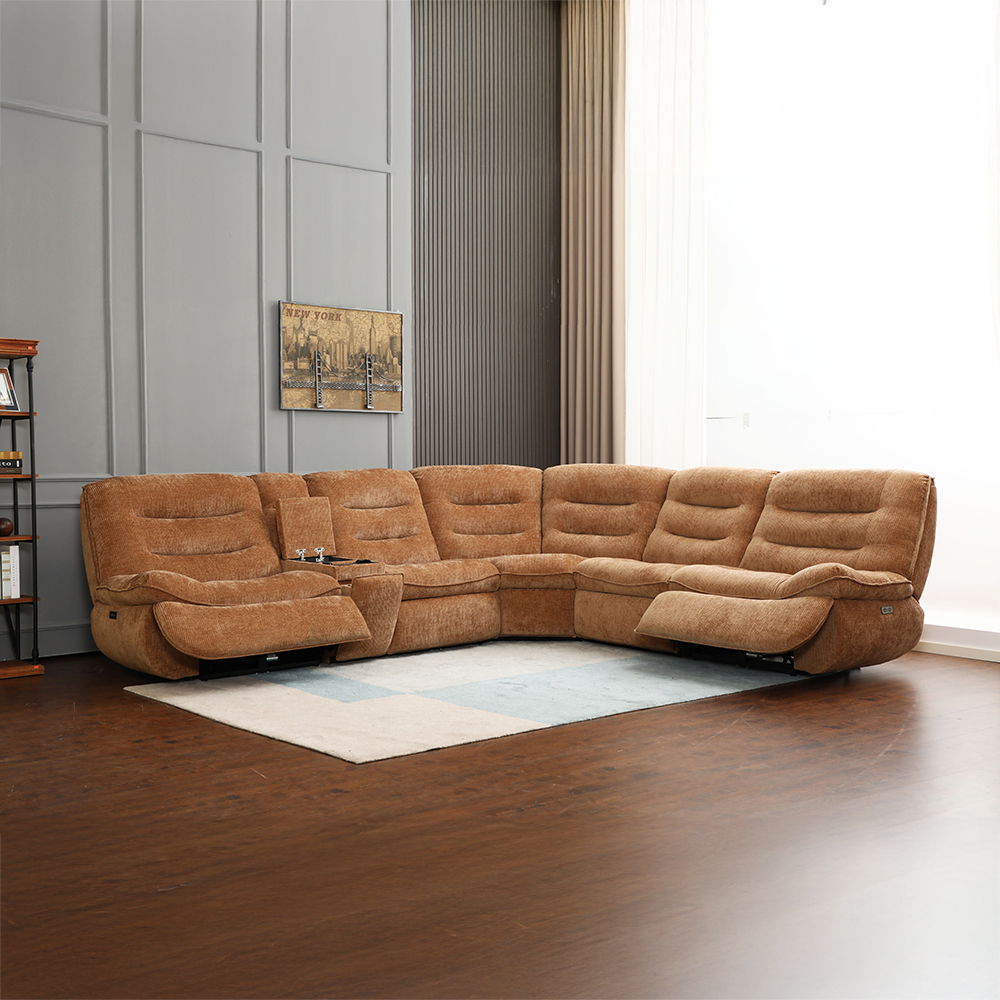 Emmy - Power Motion Sectional Sofa - Orange Chenille, orange, view 3