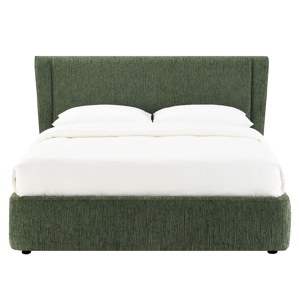 Cheryl - Queen Bed - Dark Green Chenille, dark green, view 8