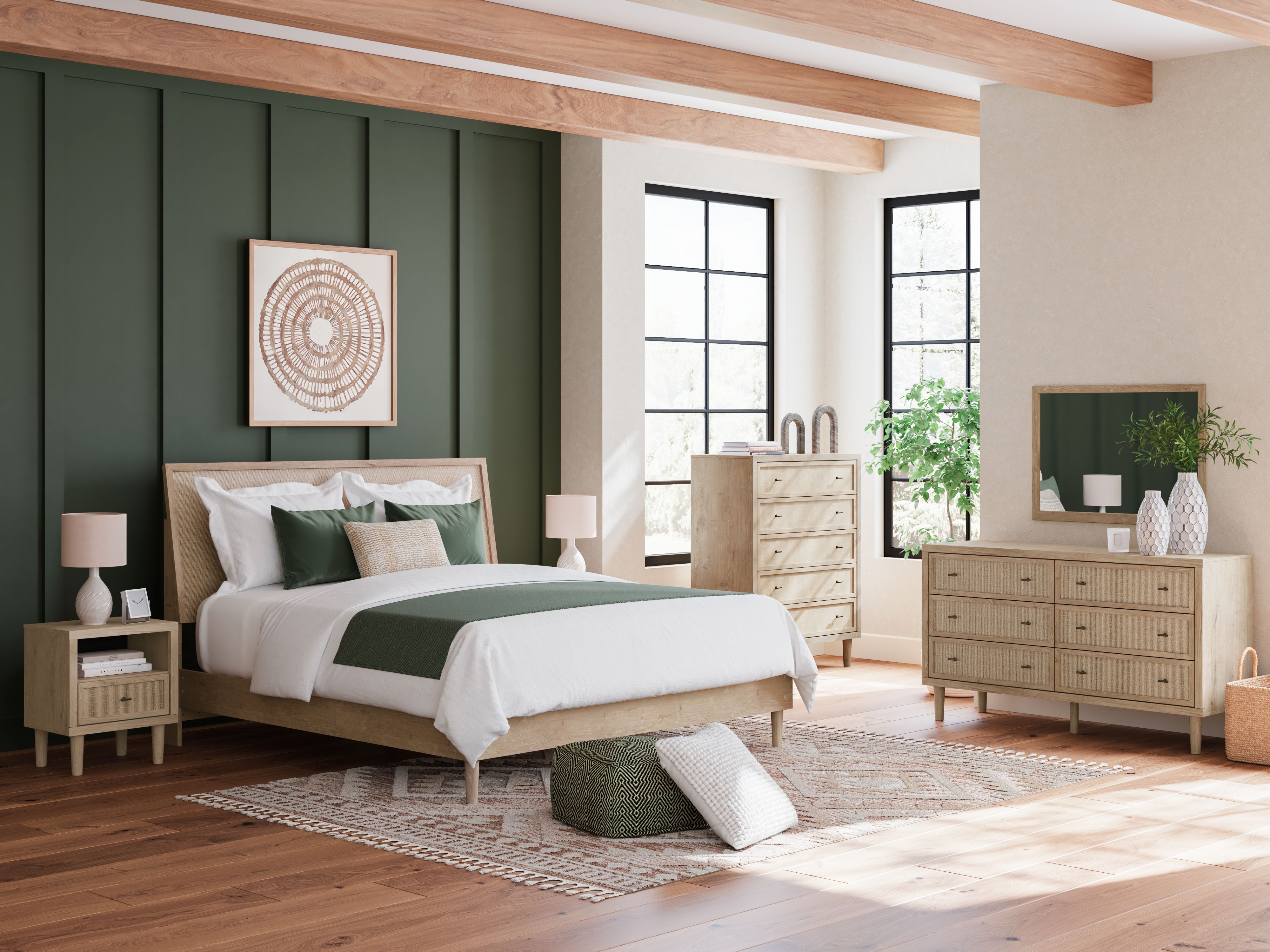 King · 5 Pc · Dresser, Mirror, King Panel Bed - Two
