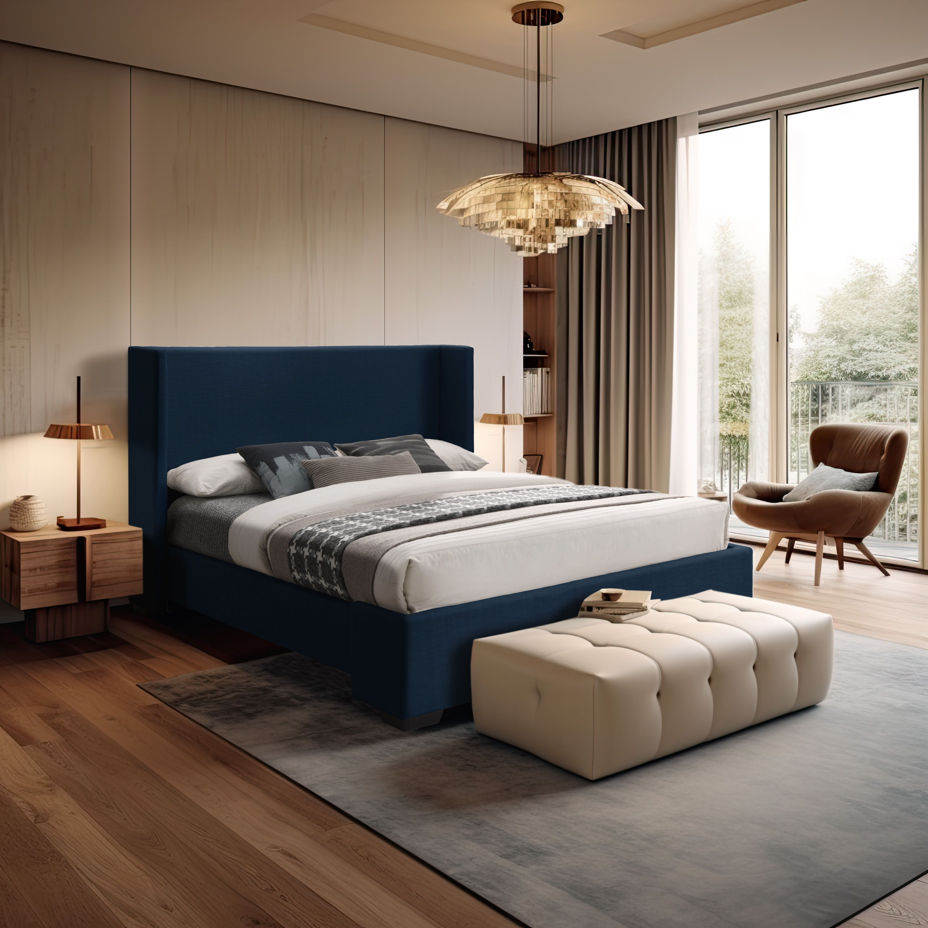 Oxford - King Bed - Navy