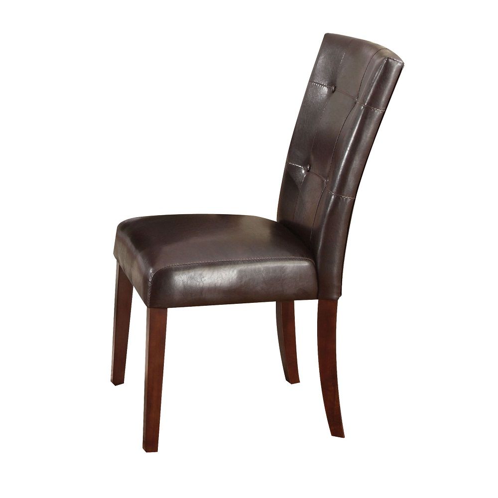 Britney - 20" Side Chair (Set of 2) - Espresso Synthetic Leather & Walnut, dark brown, view 2