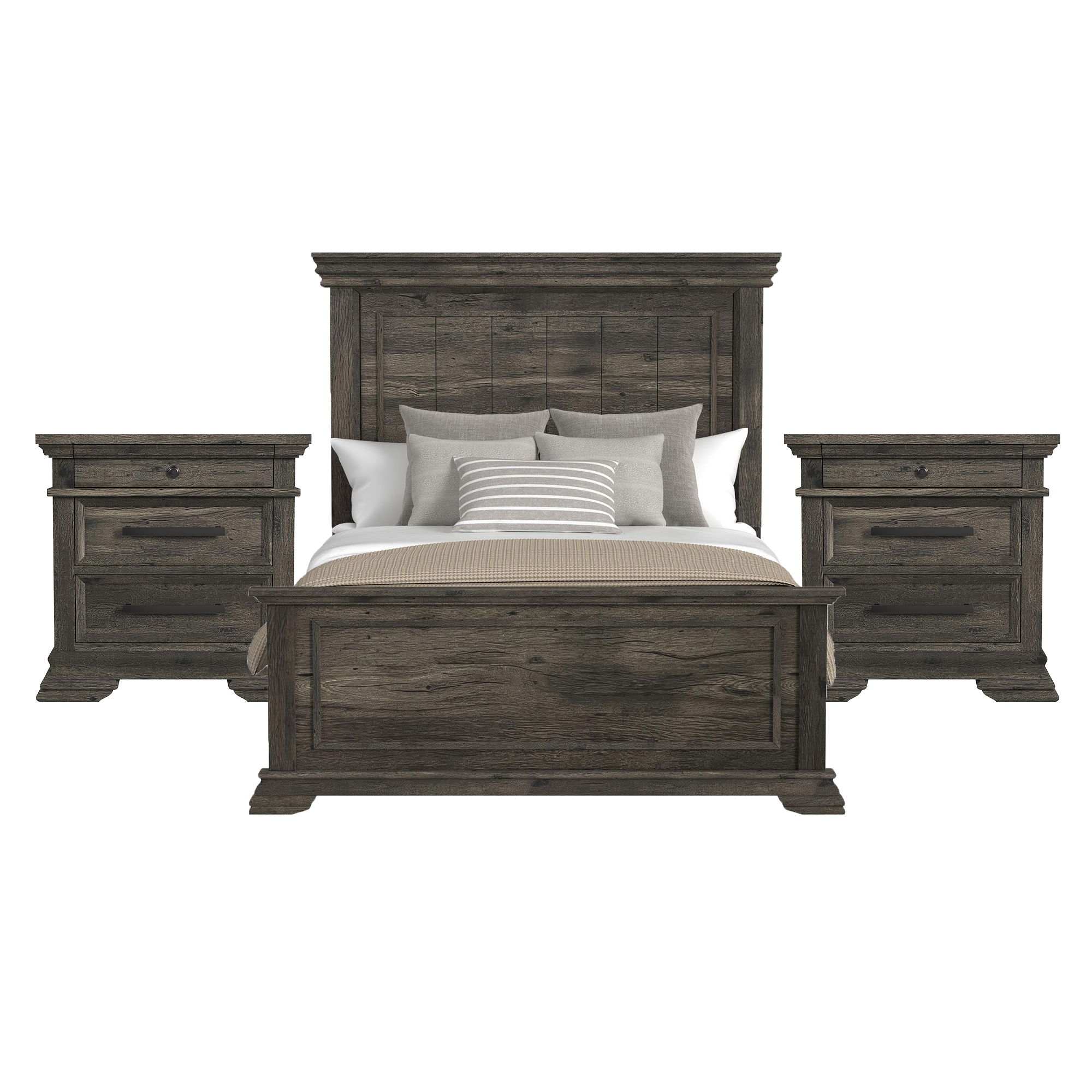 Queen · 3 Pc · Bedroom Set With 2 Nightstands