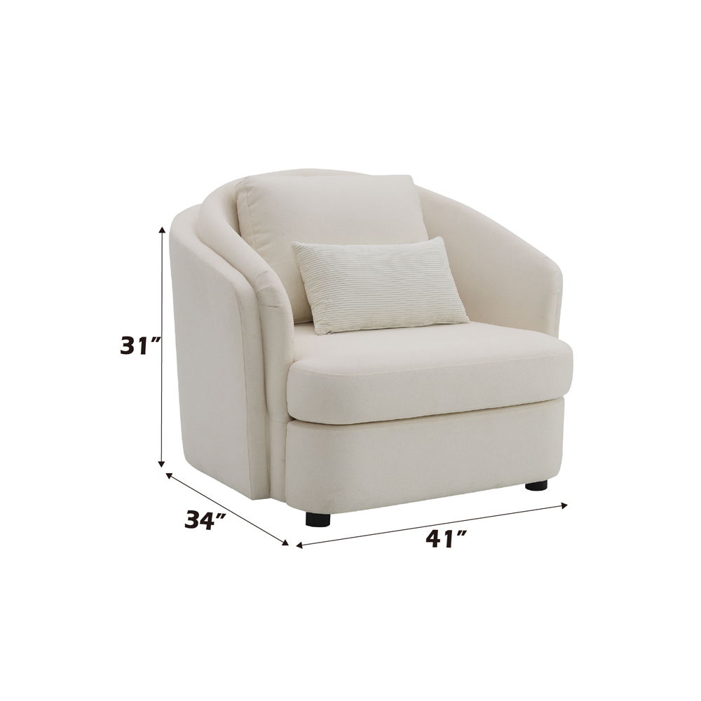 Mariko - Chair With Pillow - Beige Linen, beige, view 7