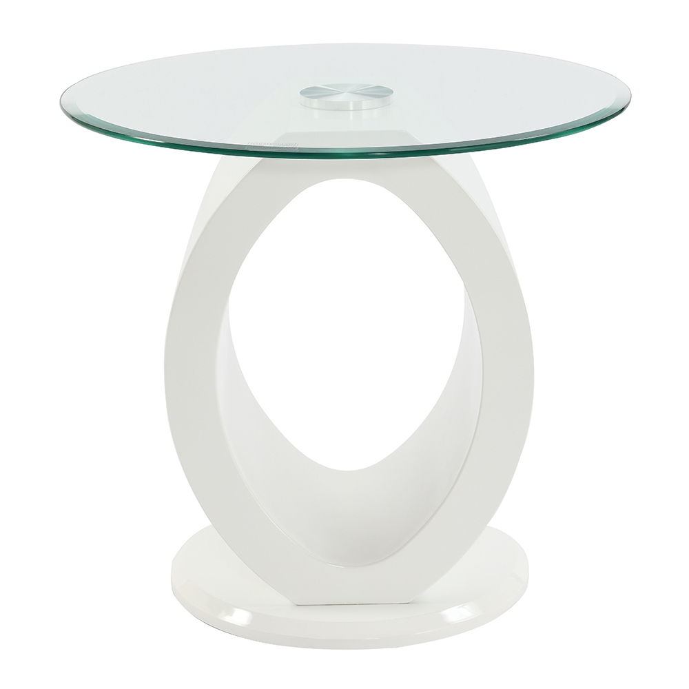 Larry - End Table - Glass Top, White High Gloss Finish, white, view 6