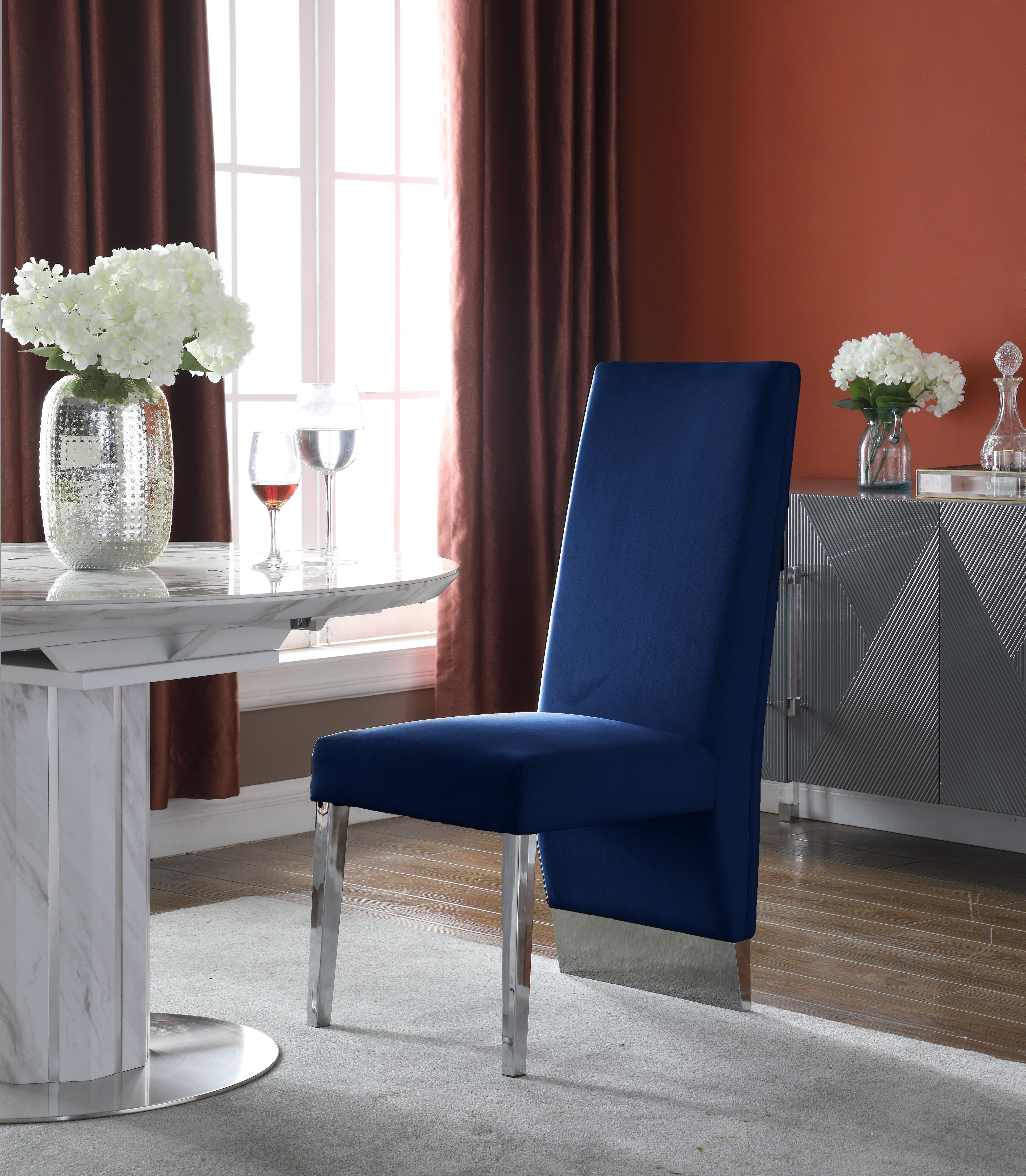 Porsha - Fabric Dining Chair (Set of 2) - Navy