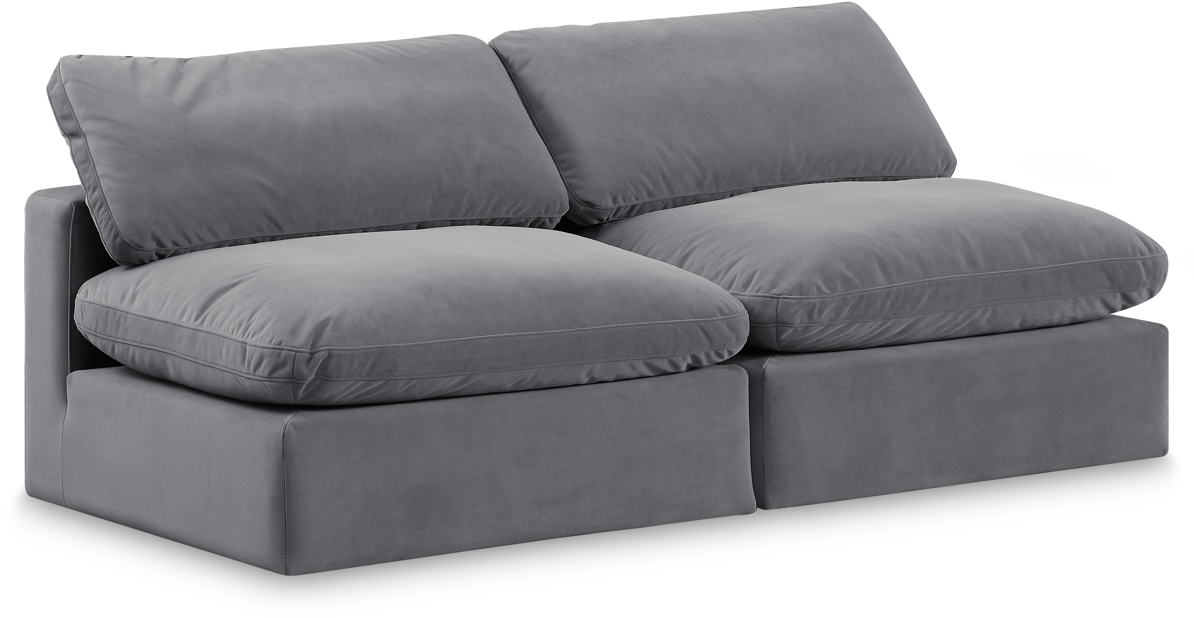 Comfy - Velvet Modular Armless Sofa 2 Seats - Dark Gray