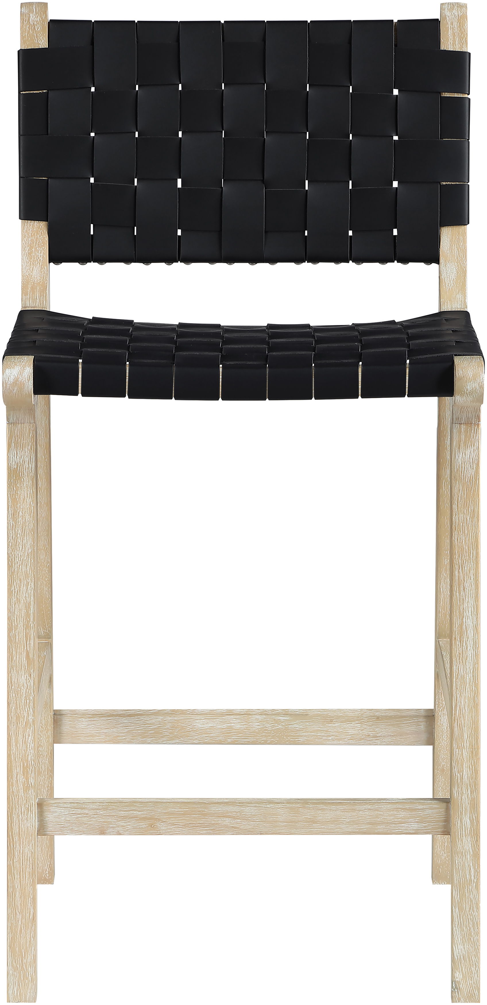 Entwine - Vegan Leather Upholstered Counter Stool - Black / Painted Natural