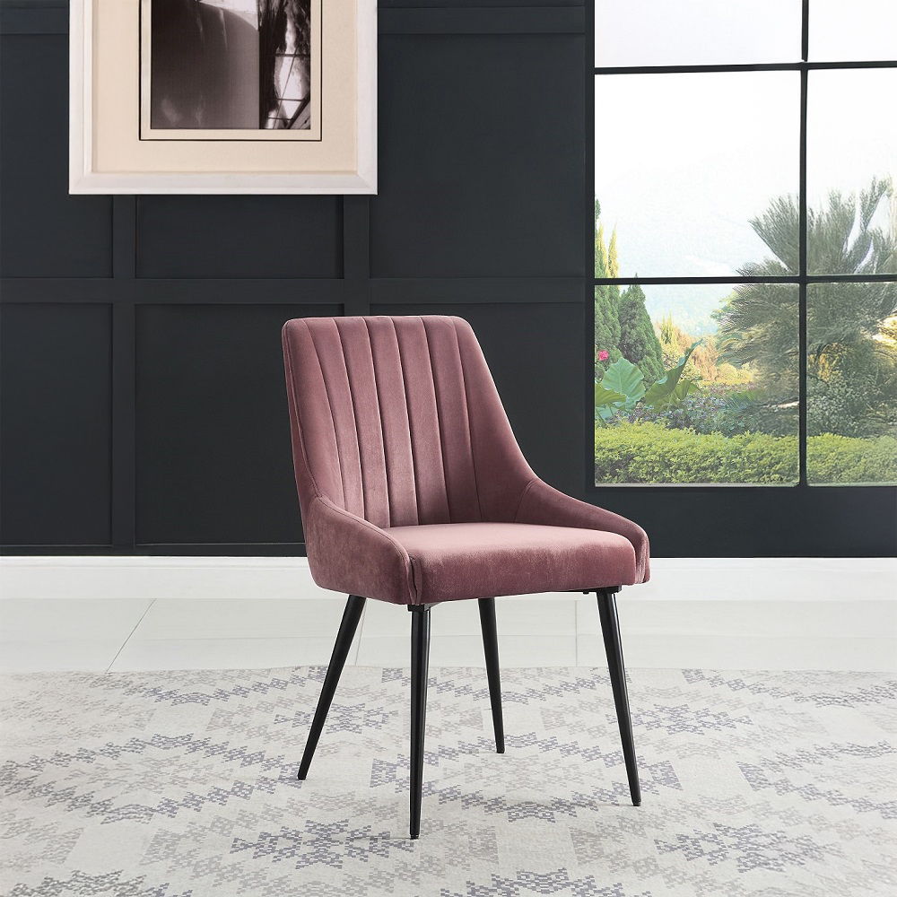 Riley - Side Chair (Set of 2) - Pink Fabric & Black, pink