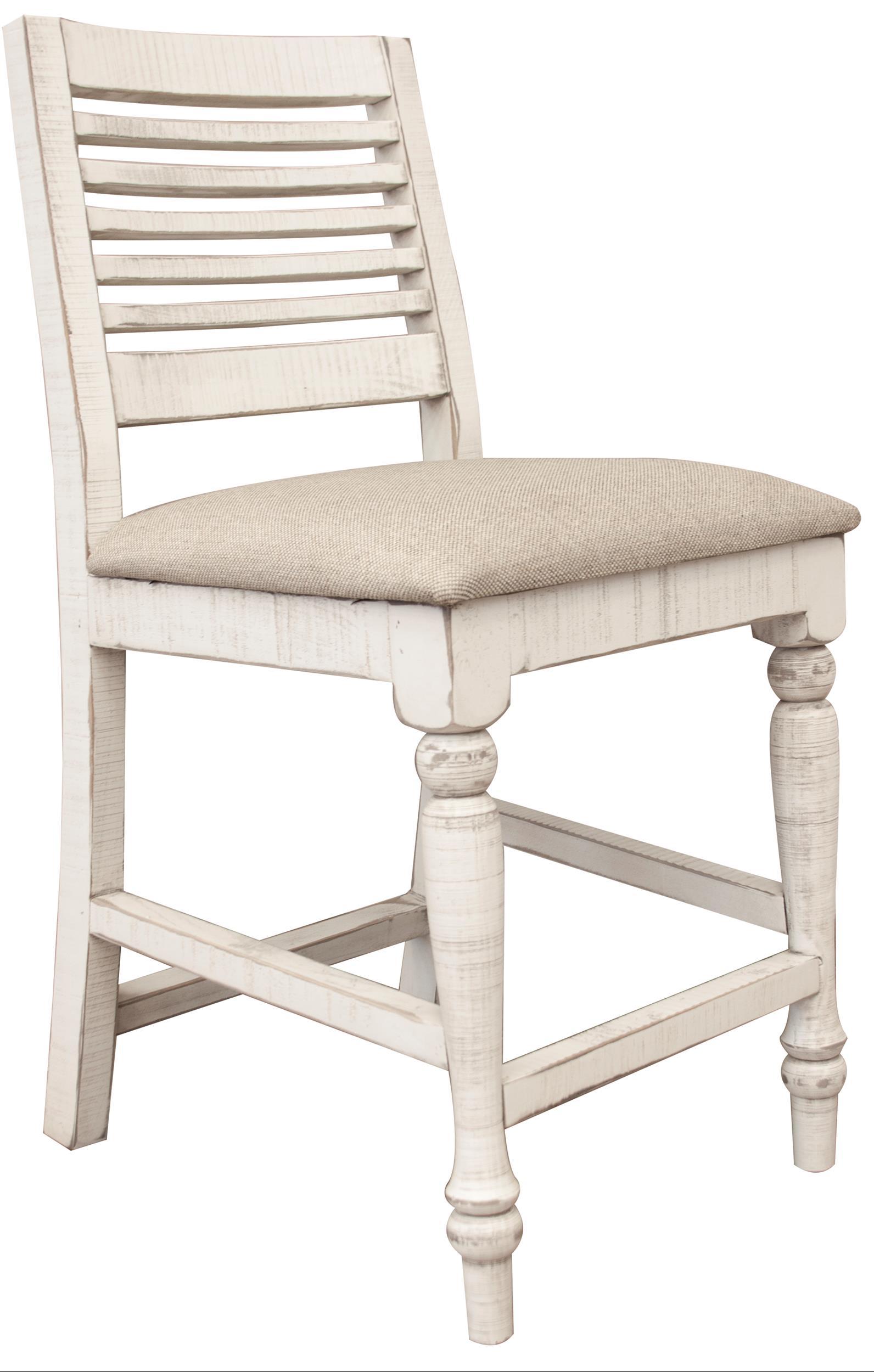International Furniture Direct Stone - Barstool With Turned Legs (Set of 2) - Antiqued Ivory
