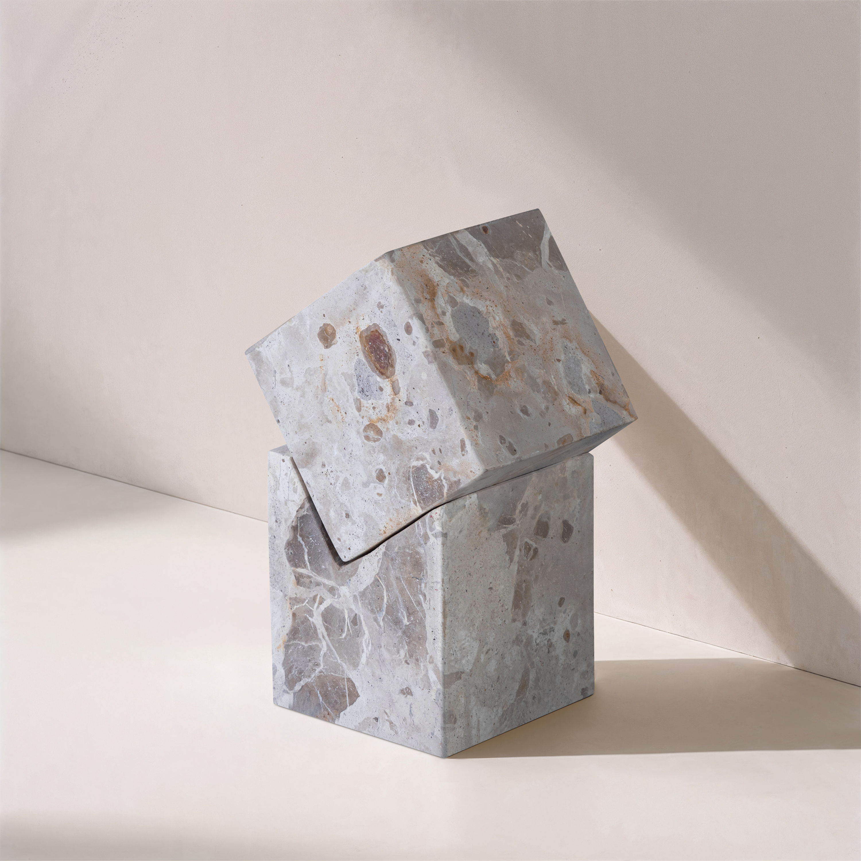 Quad - Marble Decorative Cube - Beige