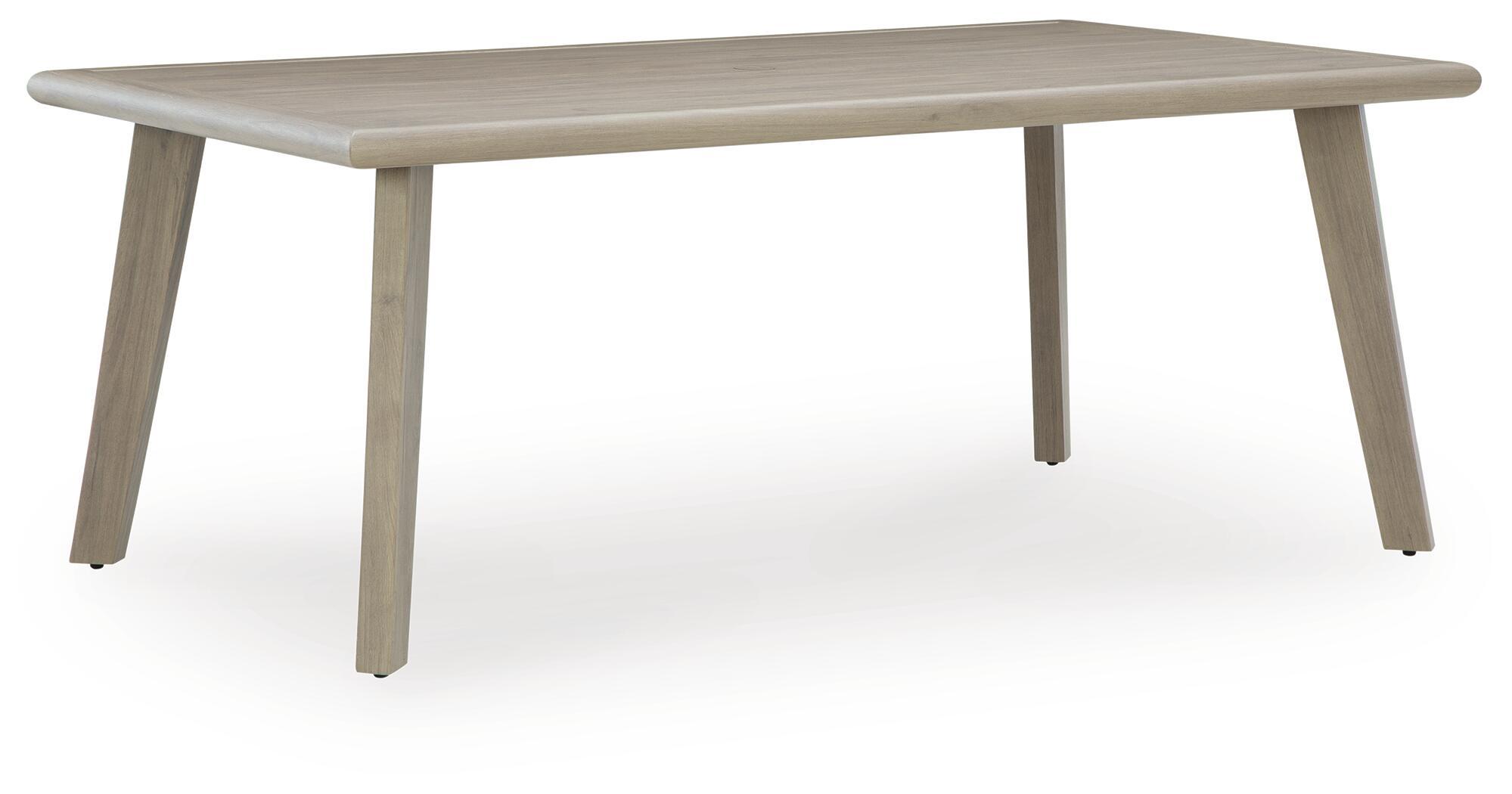 Cliff Trails – Rectangle Dining Table With Umbrella Option – Beige