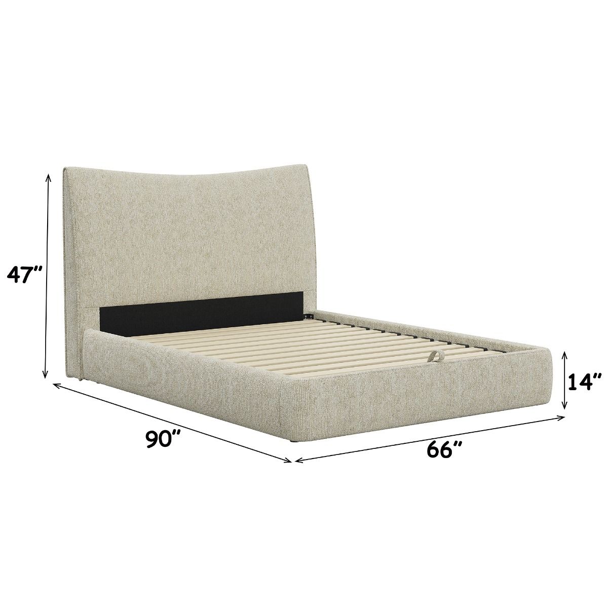 Angulo - Queen Bed With Storage - Beige Chenille, beige, view 4
