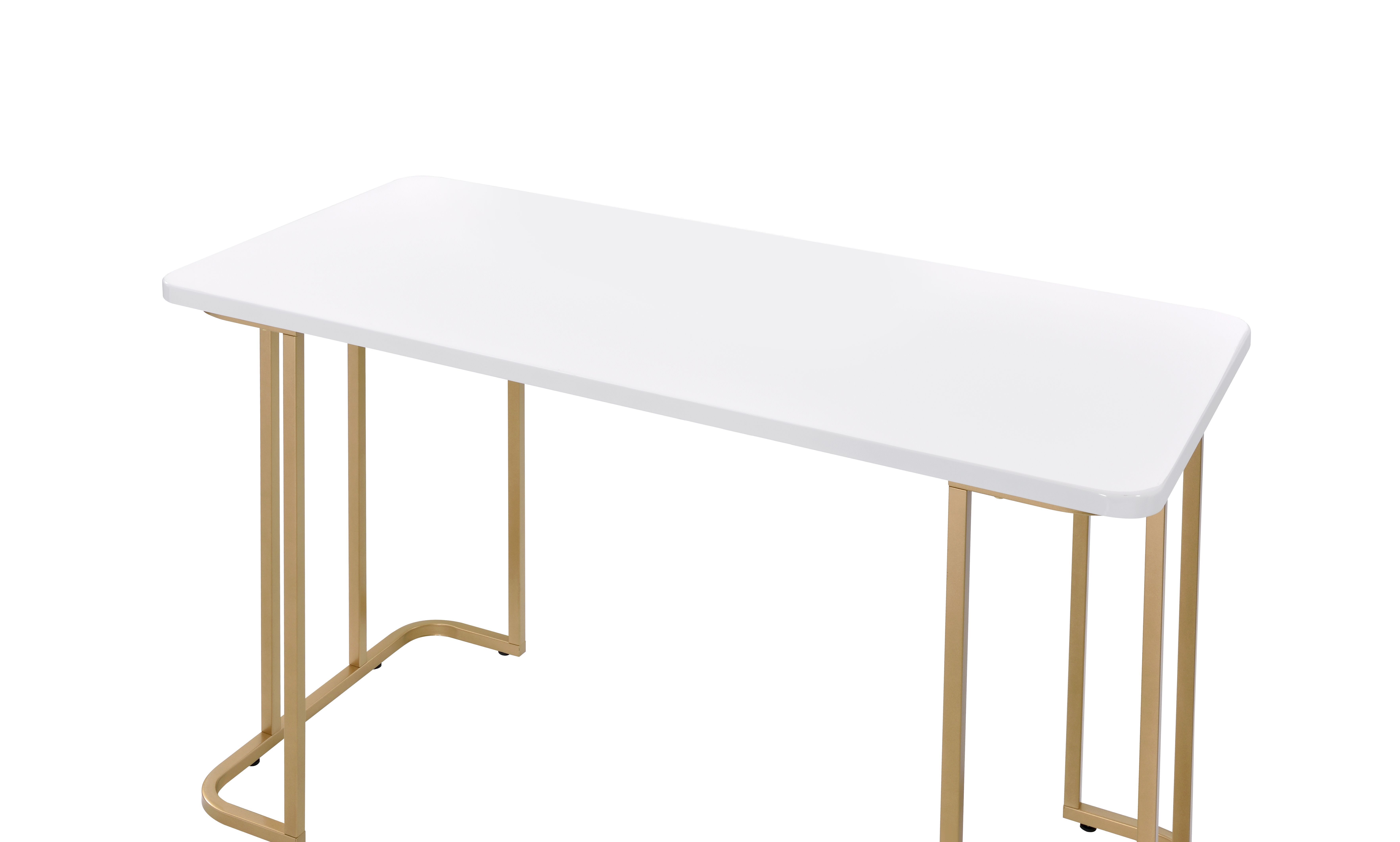 Estie - Vanity Desk (Same 93102) - White & Gold, white, view 2
