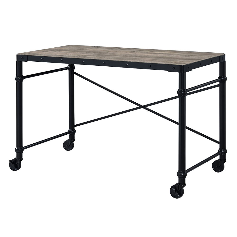 Oklarth - Writing Desk - Rustic Oak & Black, black, view 2