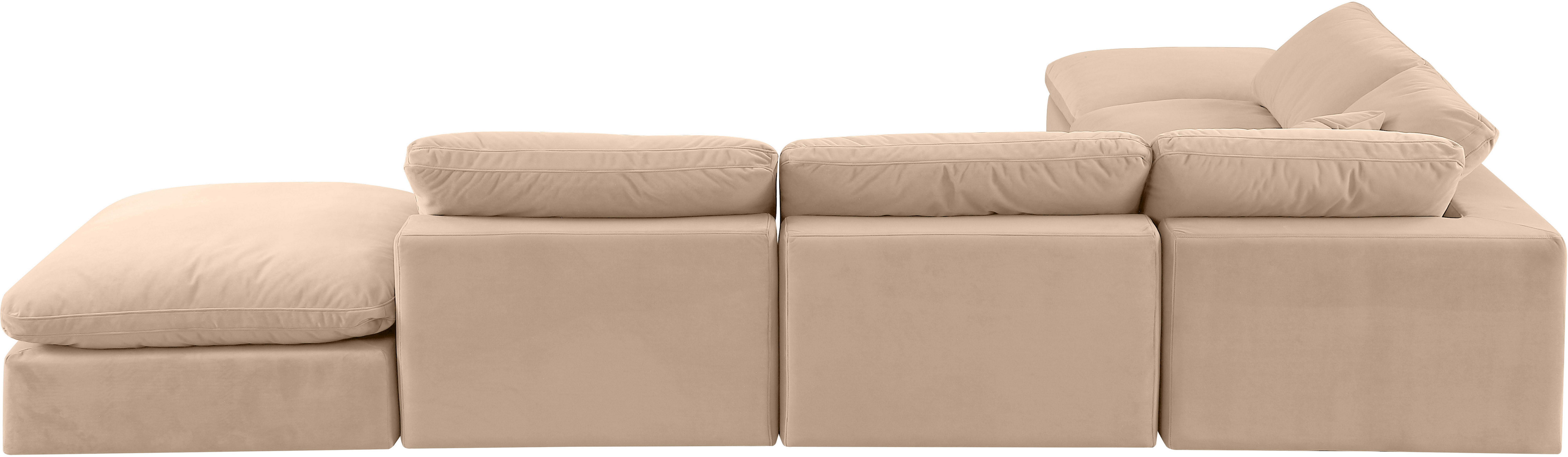 Comfy - 6 Piece Velvet Modular Sectional - Light Beige