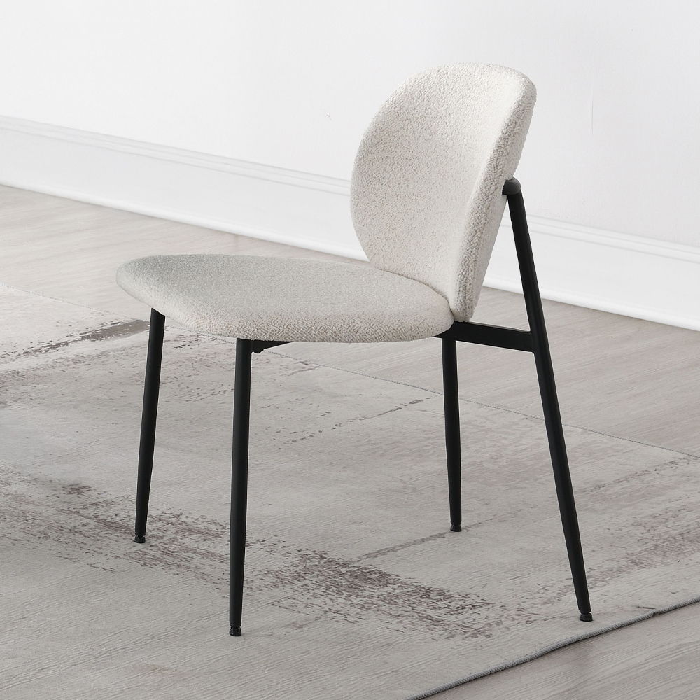 Klaus - Side Chair (Set of 2) - White Boucle & Black Finish, white