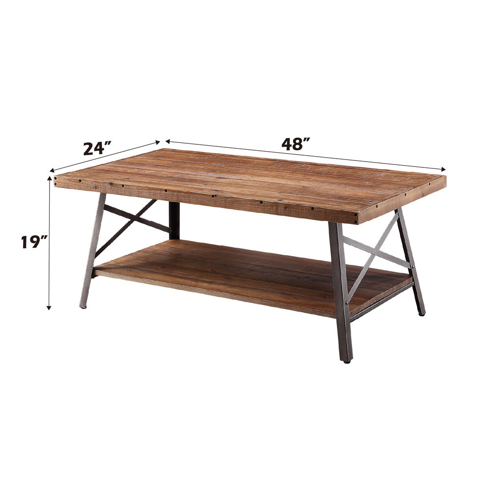 Ikram - Coffee Table - Weathered Oak & Sandy Black, light brown, view 6