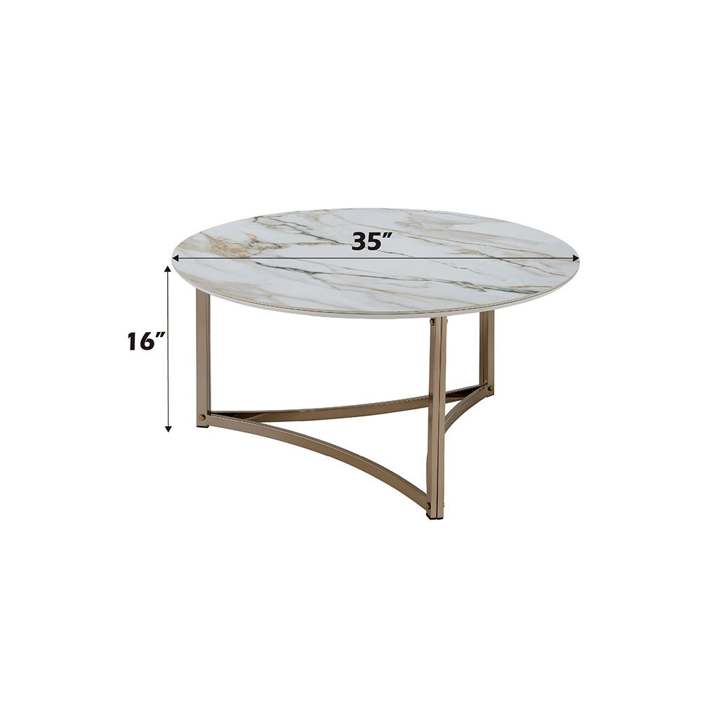 Zaidee - Round Coffee Table - Sintered Stone & Champagne, gold, view 5