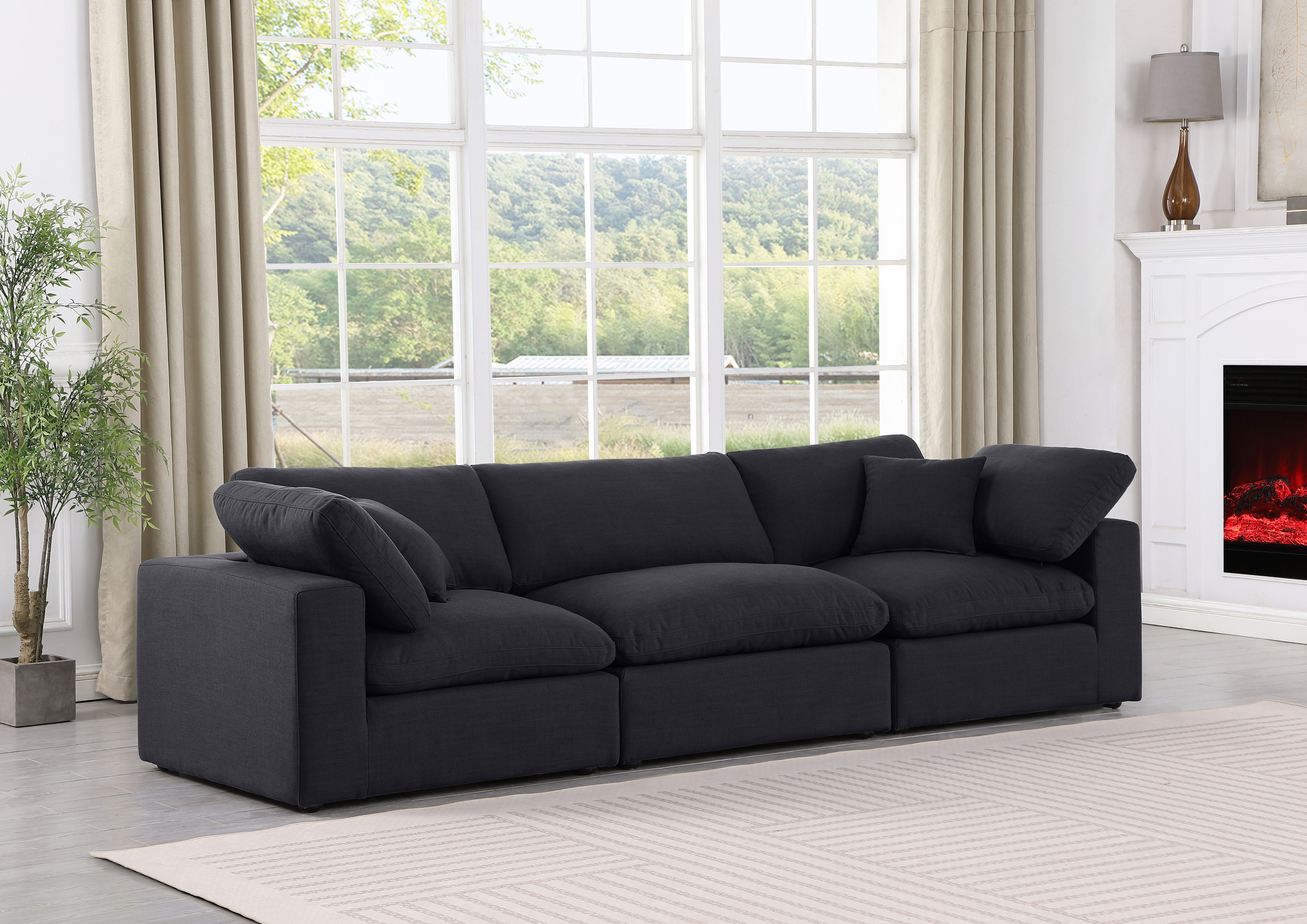 Comfy - Linen Modular Sofa 3 Pieces - Charcoal