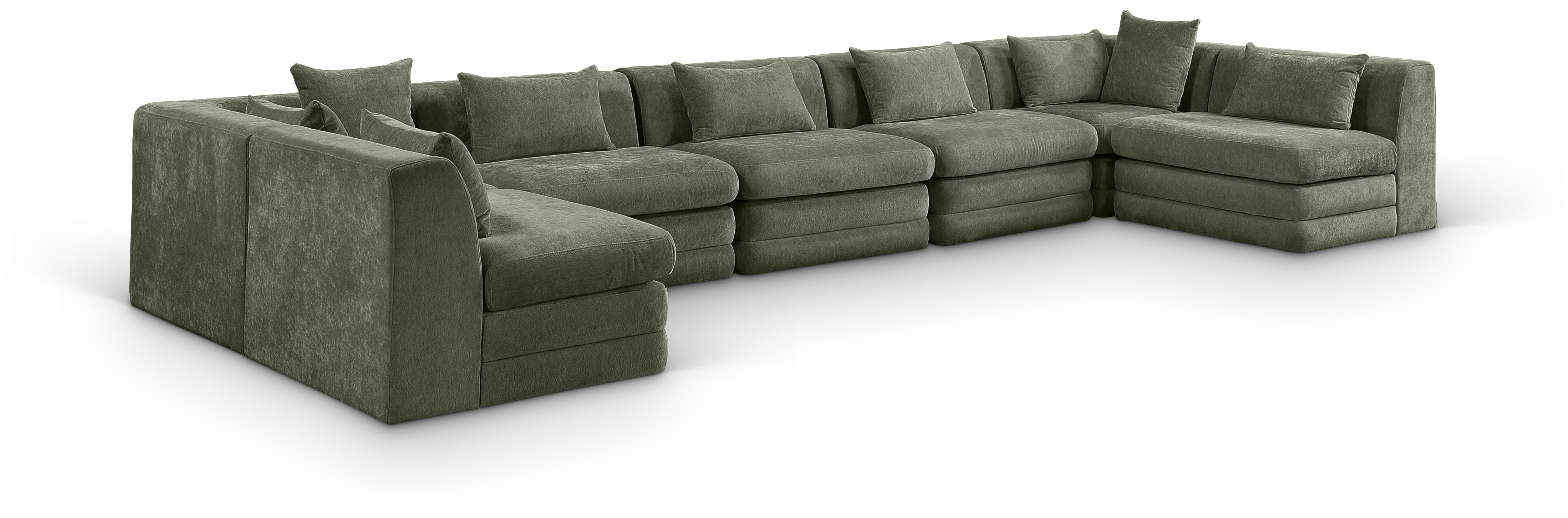 7 Pc · Chenille Fabric 190" Upholstered Modular Sectional