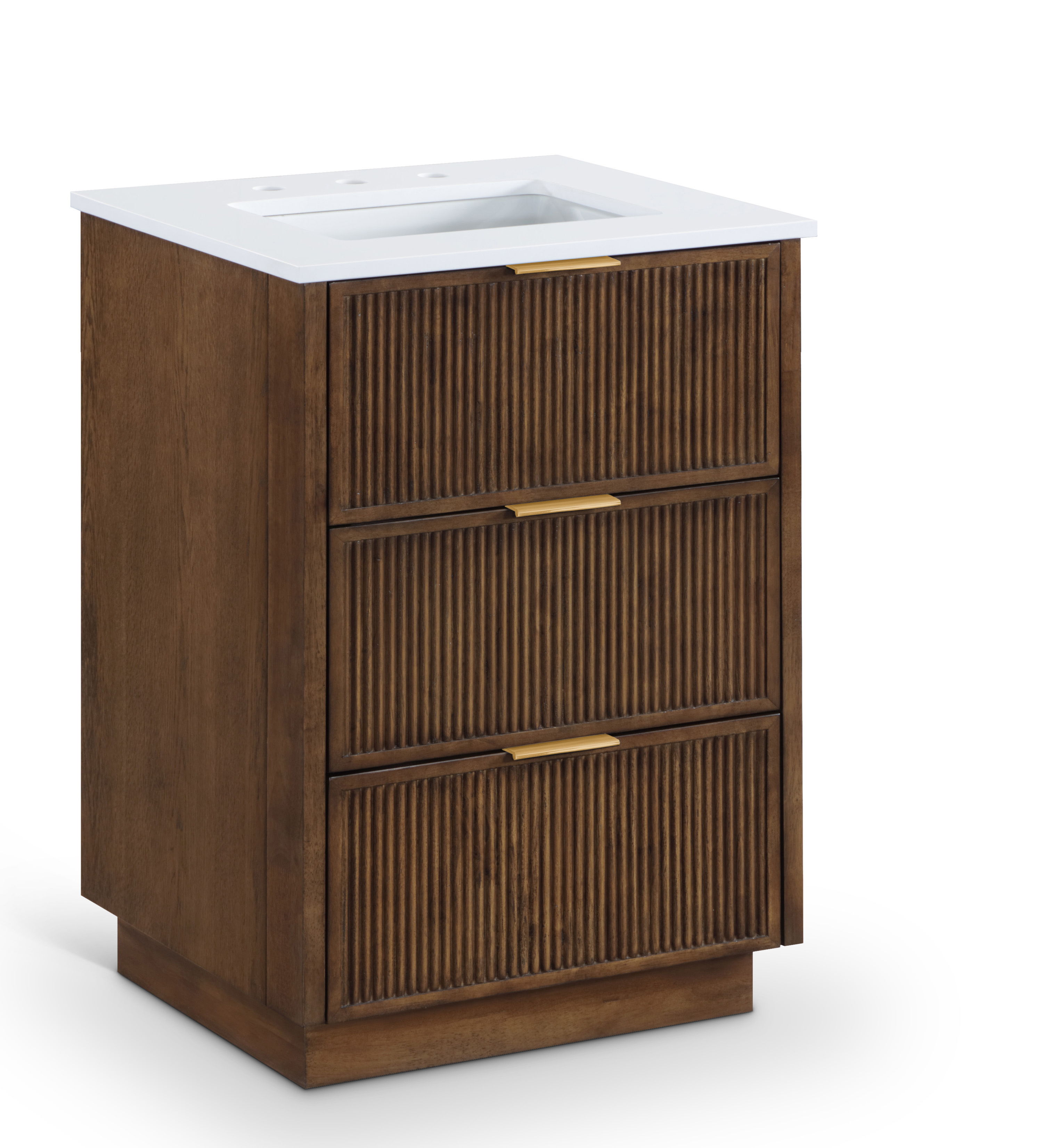 Willard - Engineered Stone And Solid Wood 24" Bathroom Vanity - Brown