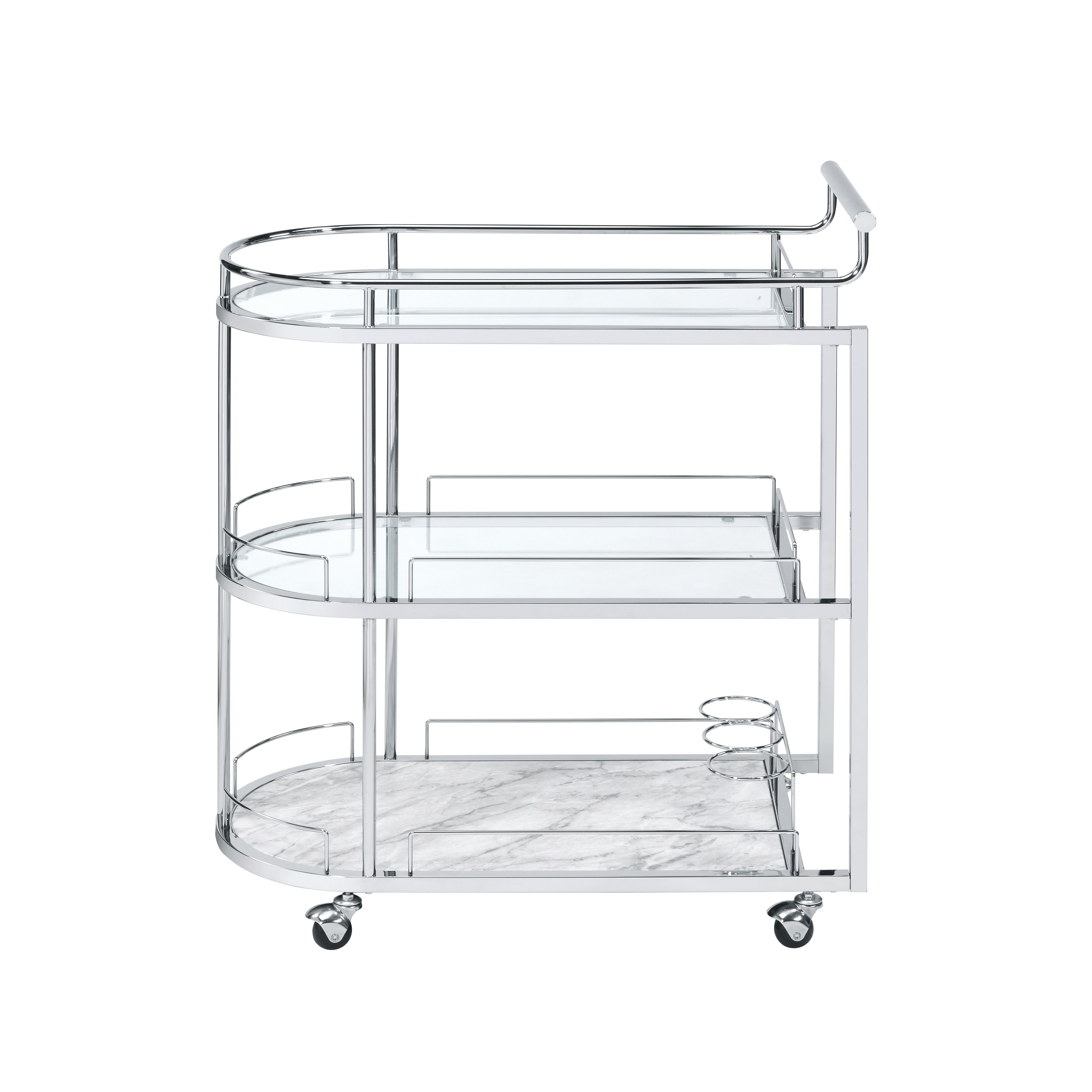 Inyo - Serving Cart - Clear Glass & Chrome, silver, view 2