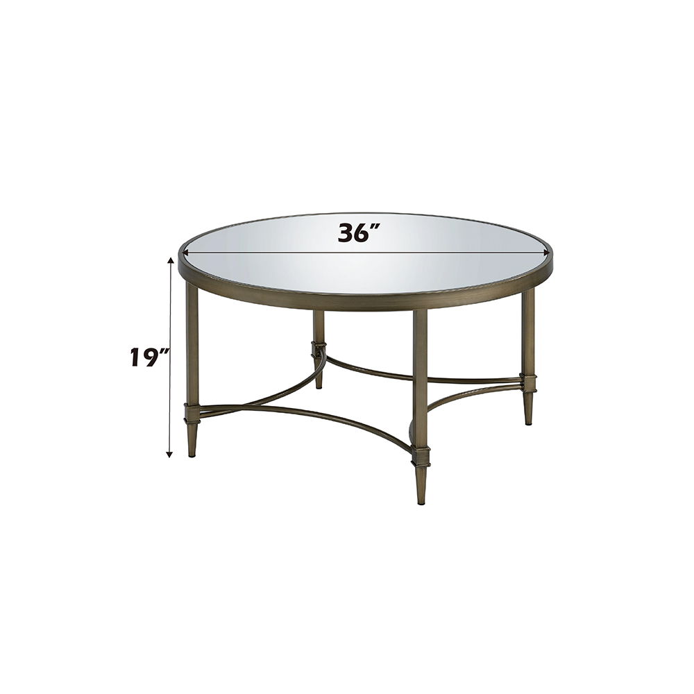 Aditya - Coffee Table - Mirrored & Antique Brass, gold, view 6