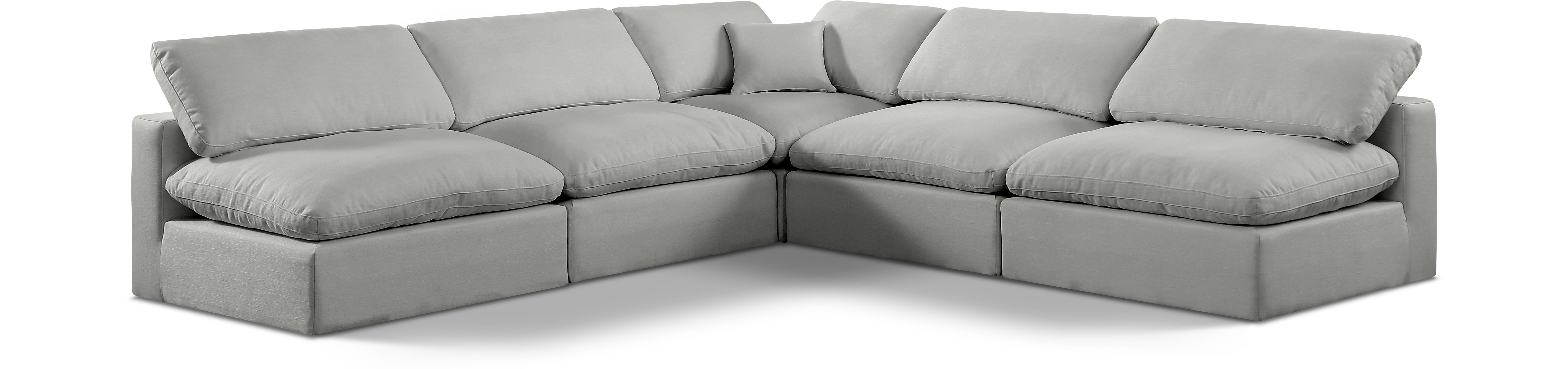 Comfy - 5 Piece Linen Modular Corner Armless Sectional - Gray