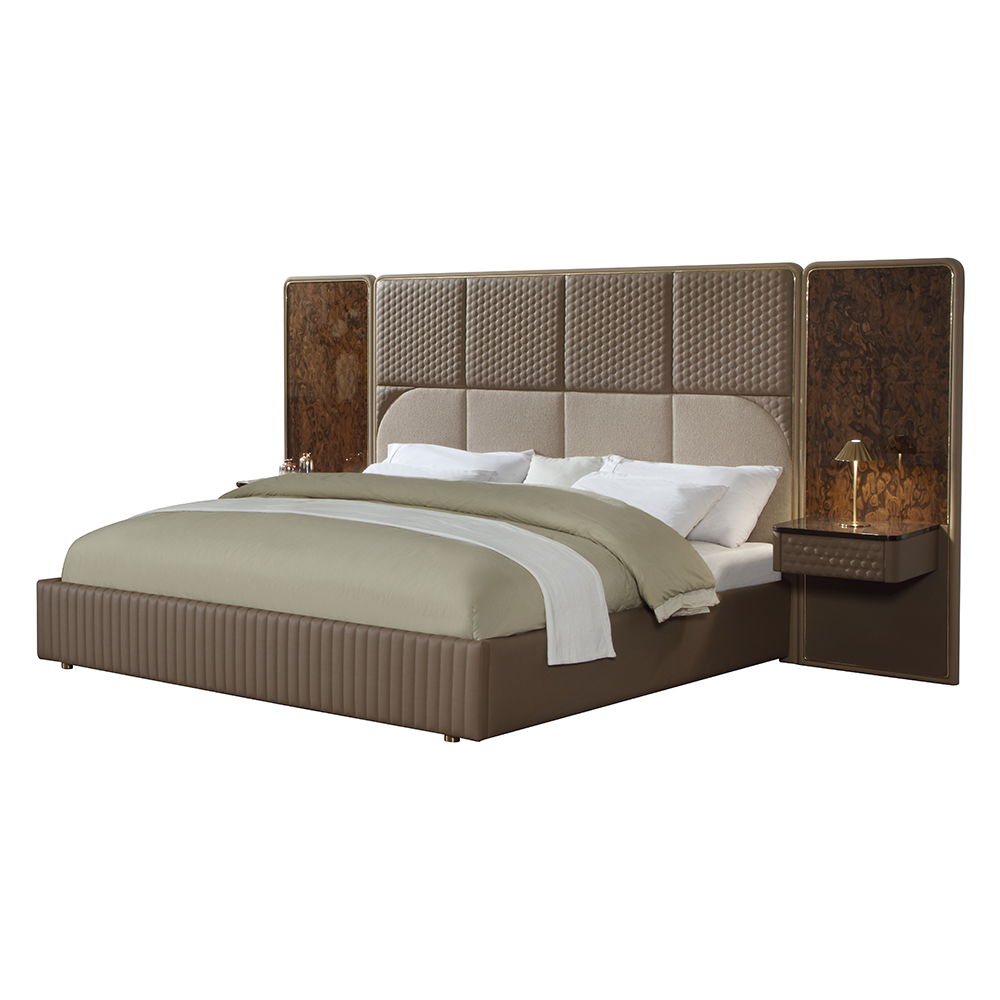 Marcelino - Nightstand With Wall Pier (King) - Cherry Oak, light brown, view 6