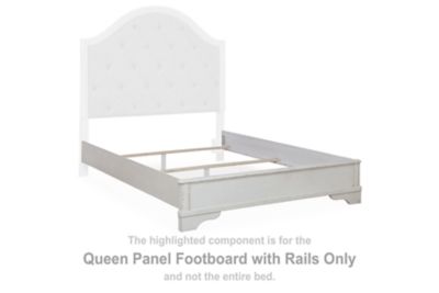 Blendon – Queen Panel Footboard With Rails – Chipped White