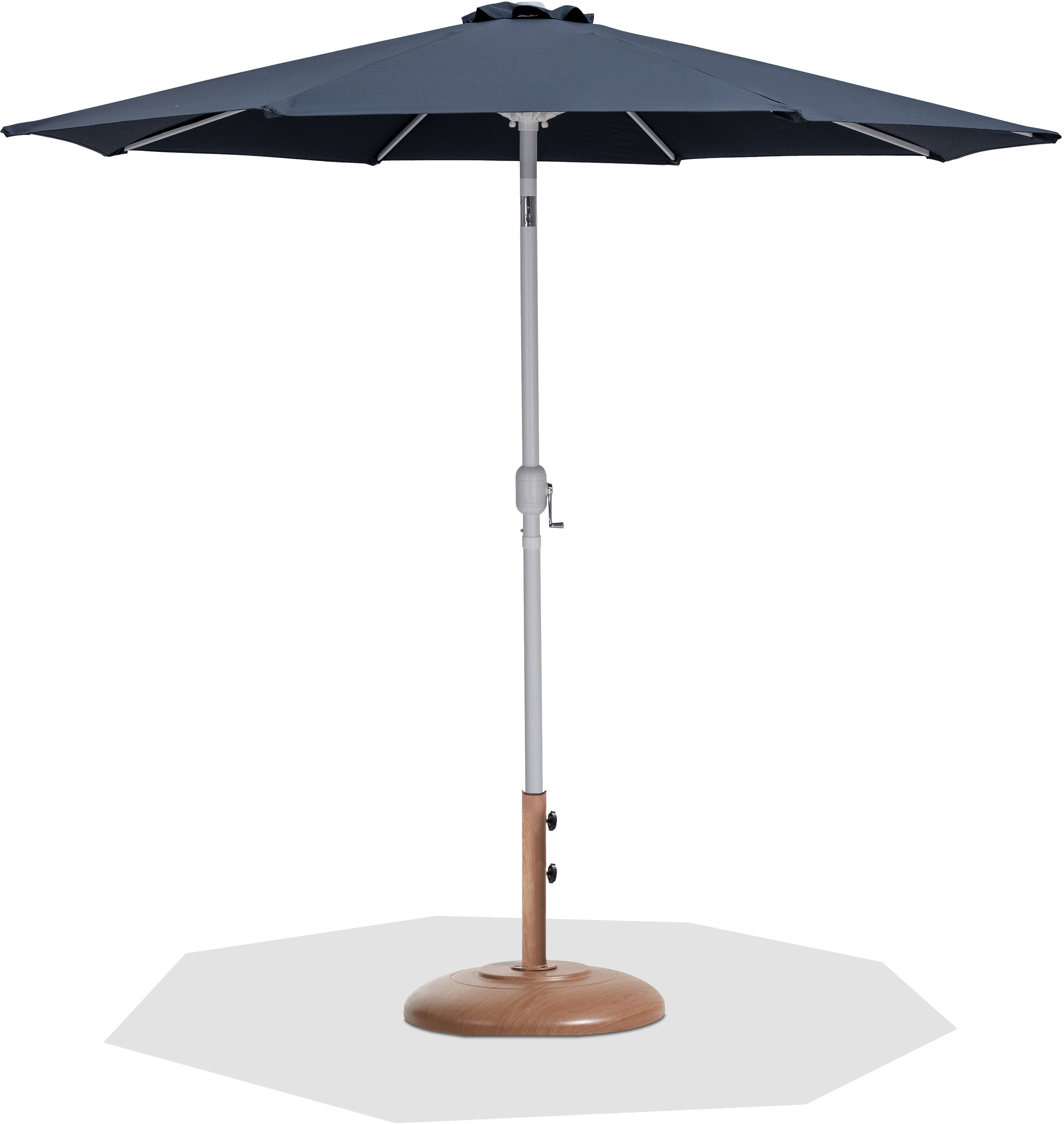 Fiji - Aluminum Patio Umbrella With Round Teak And White Base - Gray