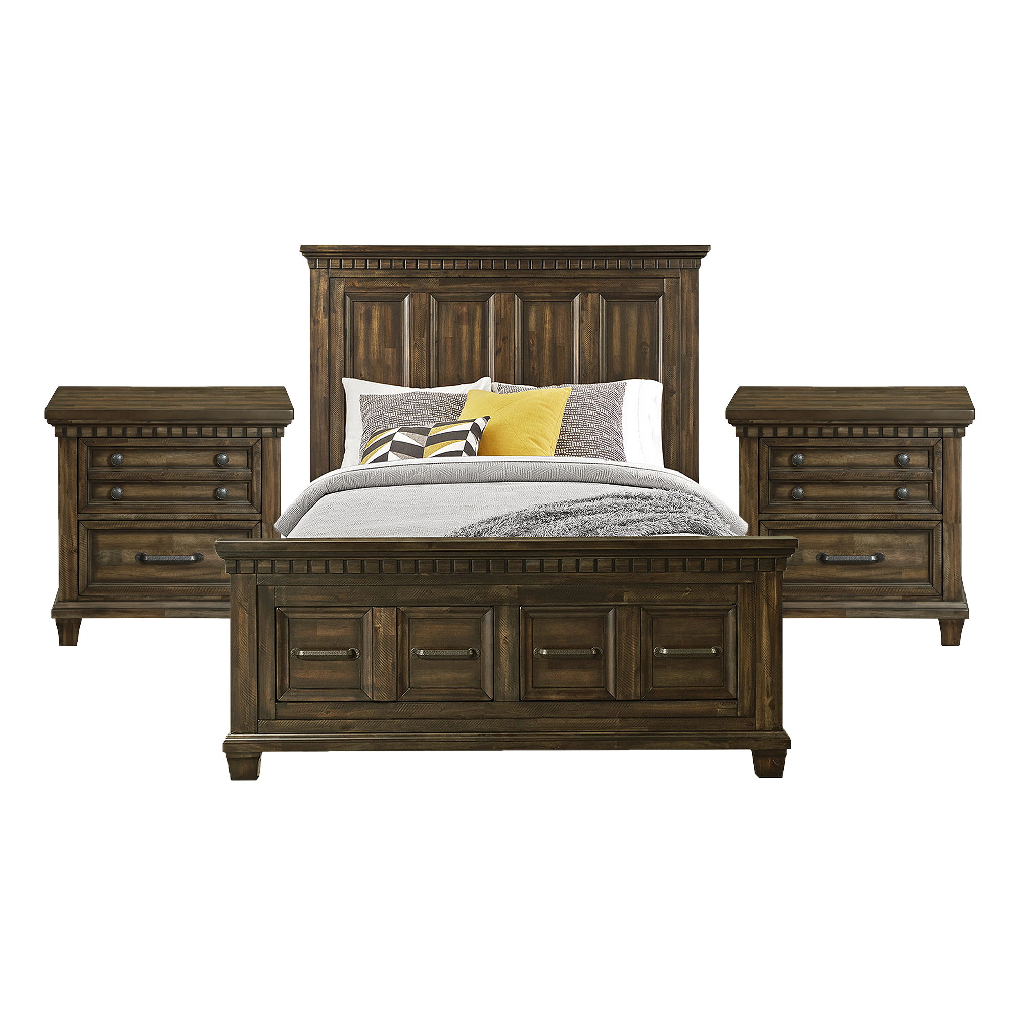 Queen · 3 Pc · Bedroom Set With 2 Nightstands