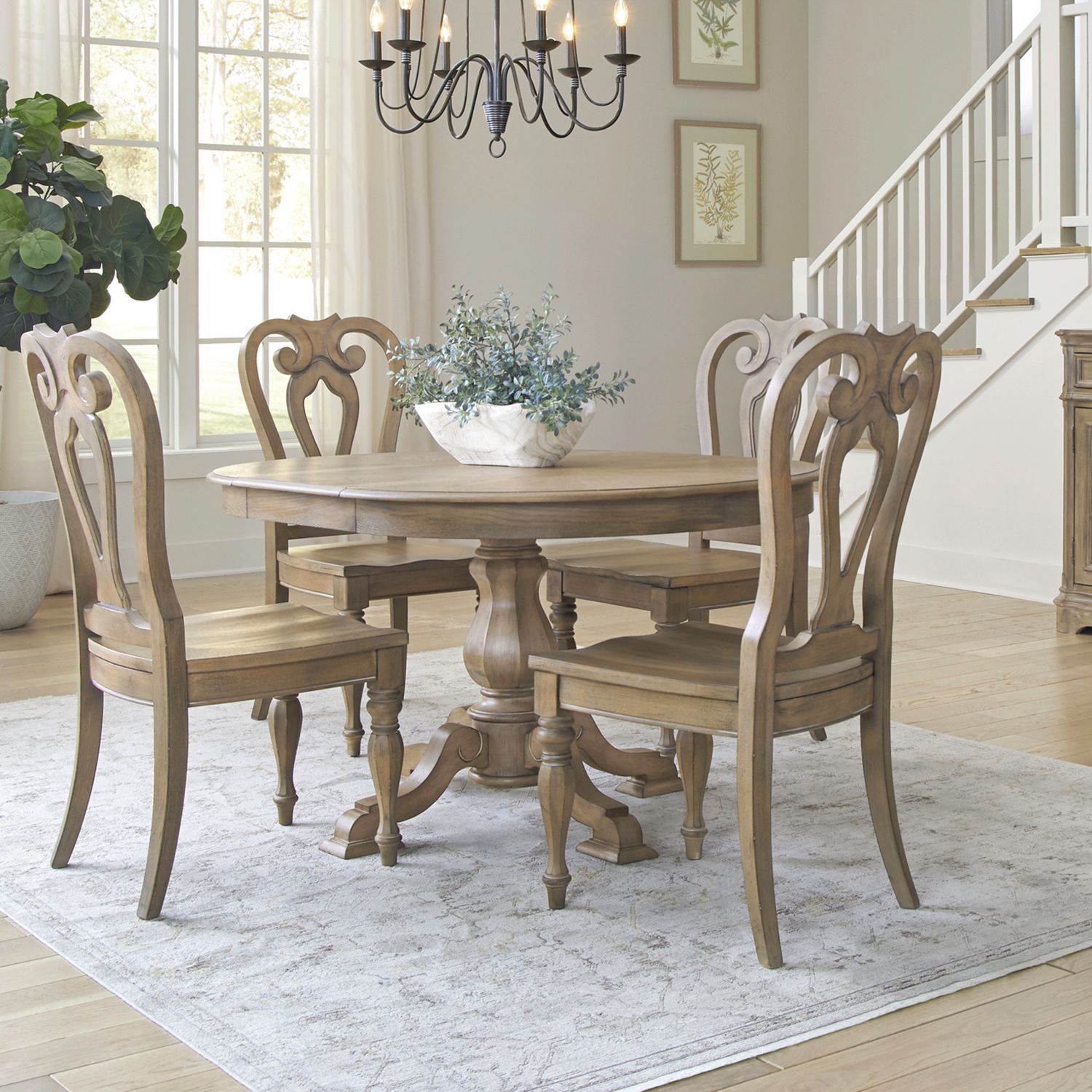 Liberty Furniture Magnolia Manor - Optional 5 Piece Pedestal Table Set - Brown