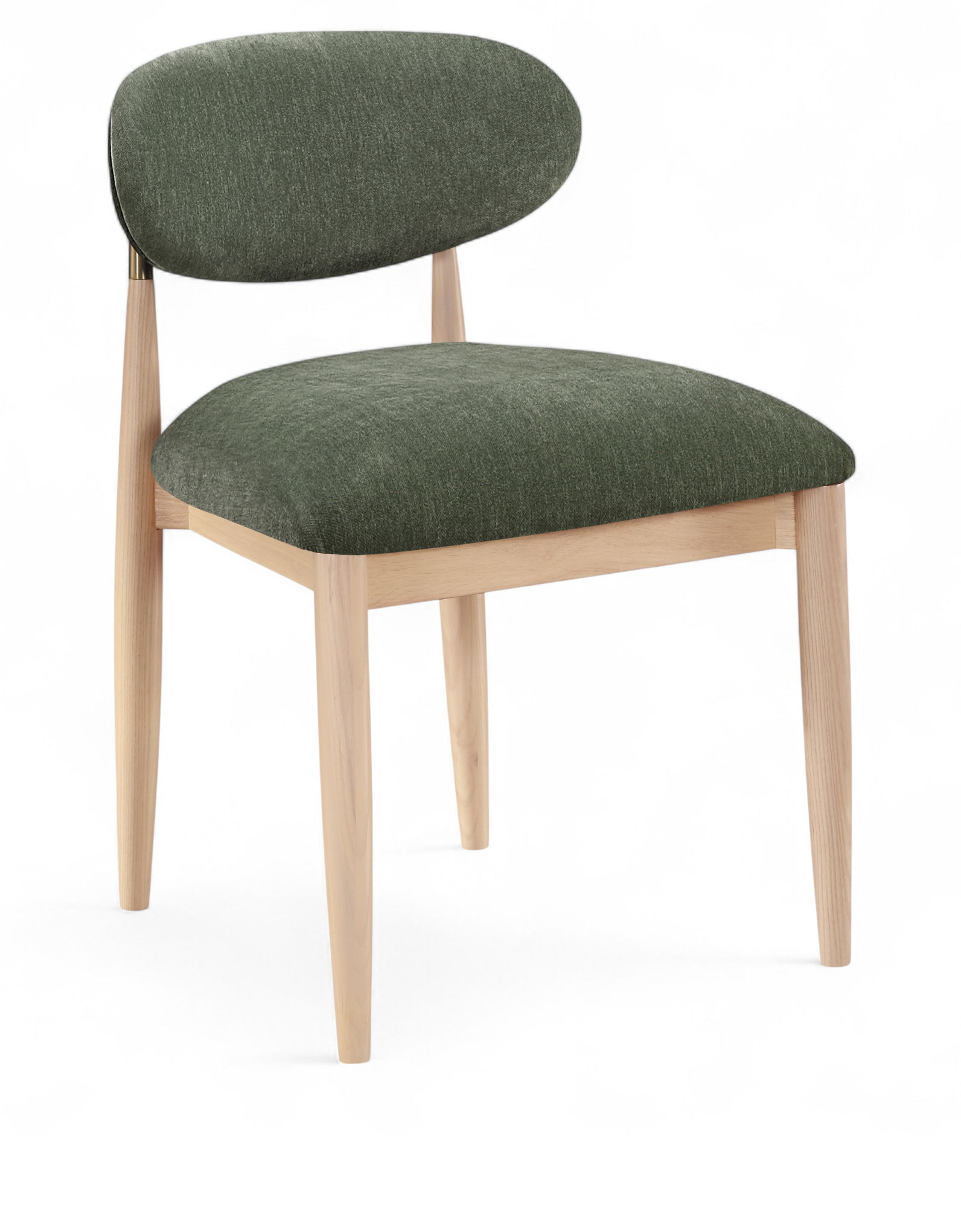 Riccio - Performance Fabric Upholstered Dining Side Chair (Set of 2) With Light Brown Legs - Olive