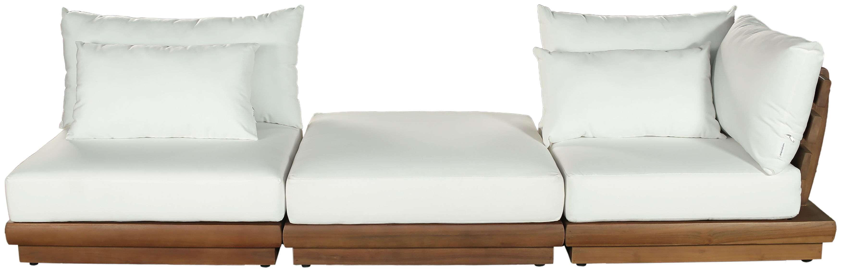 Mirella - 3 Piece Water Resistant Fabric 112" Upholstered Outdoor Patio Modular Sofa - Off-White