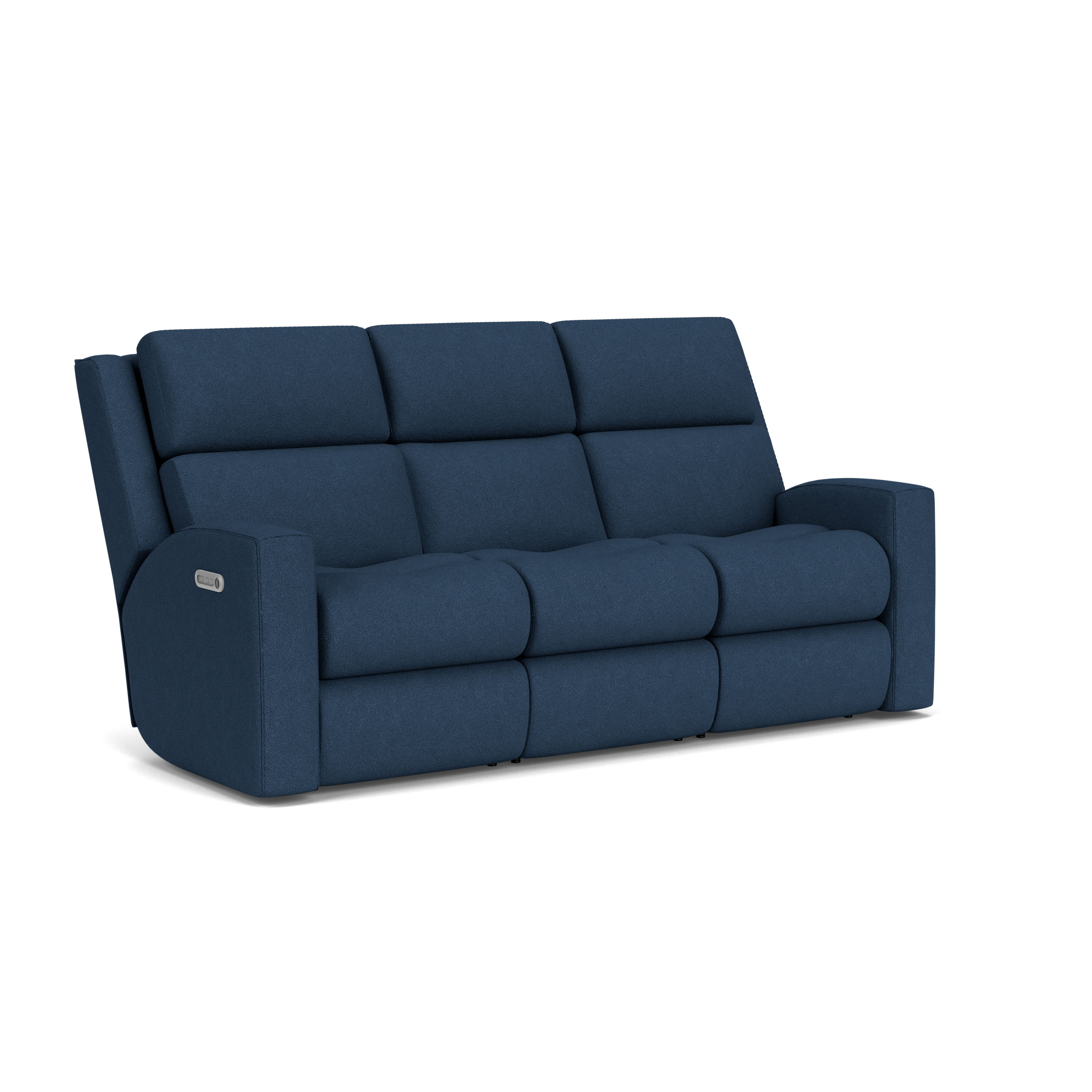 Score - Transitional Fabric Power Reclining Sofa With Power Headrests & Lumbar, blue