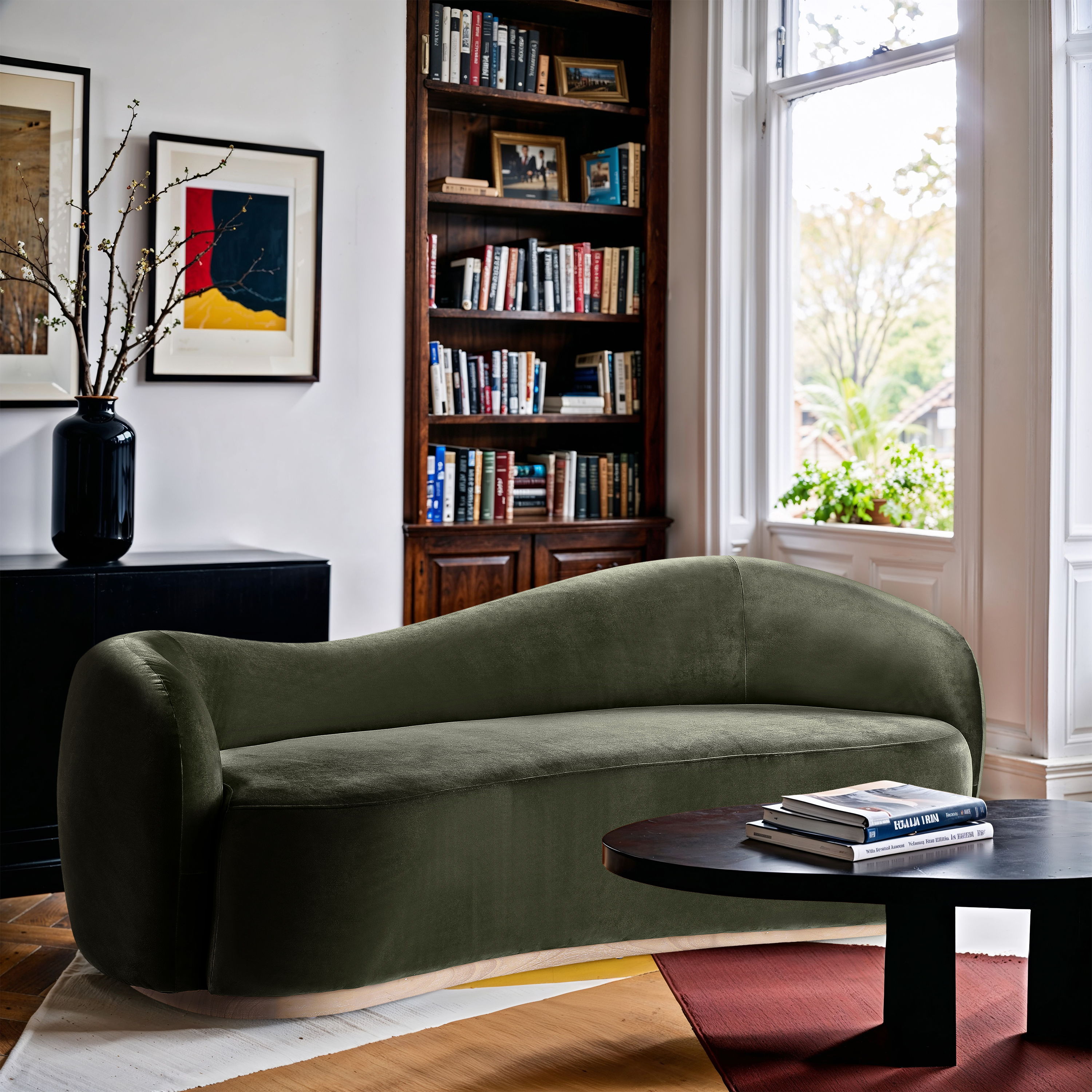 Gustavo - Velvet 92.5" Upholstered Sofa - Green