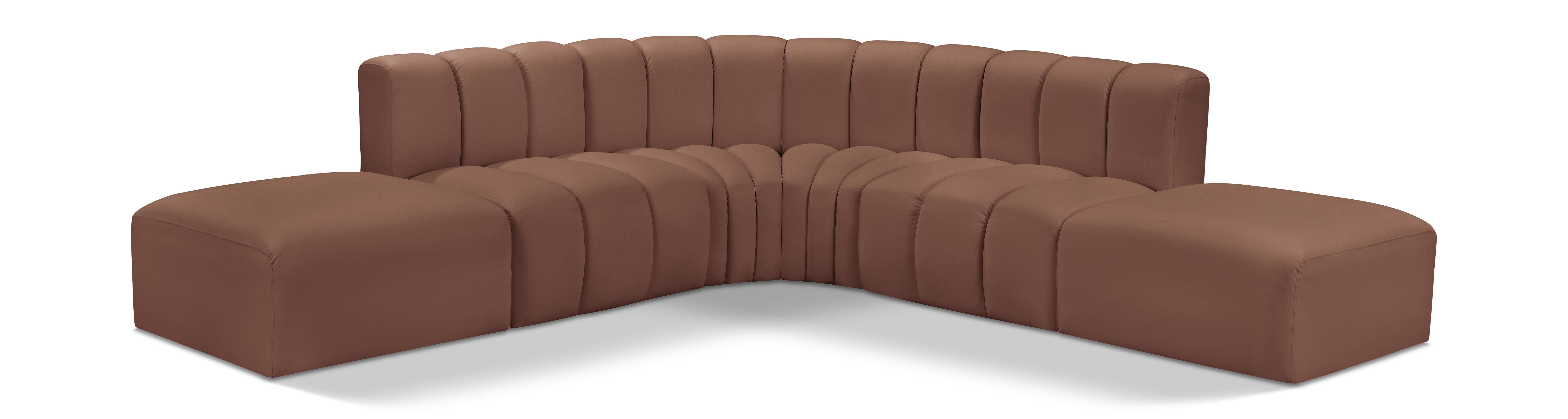 Arc - Faux Leather 6 Piece Corner Modular Sofa - Cognac