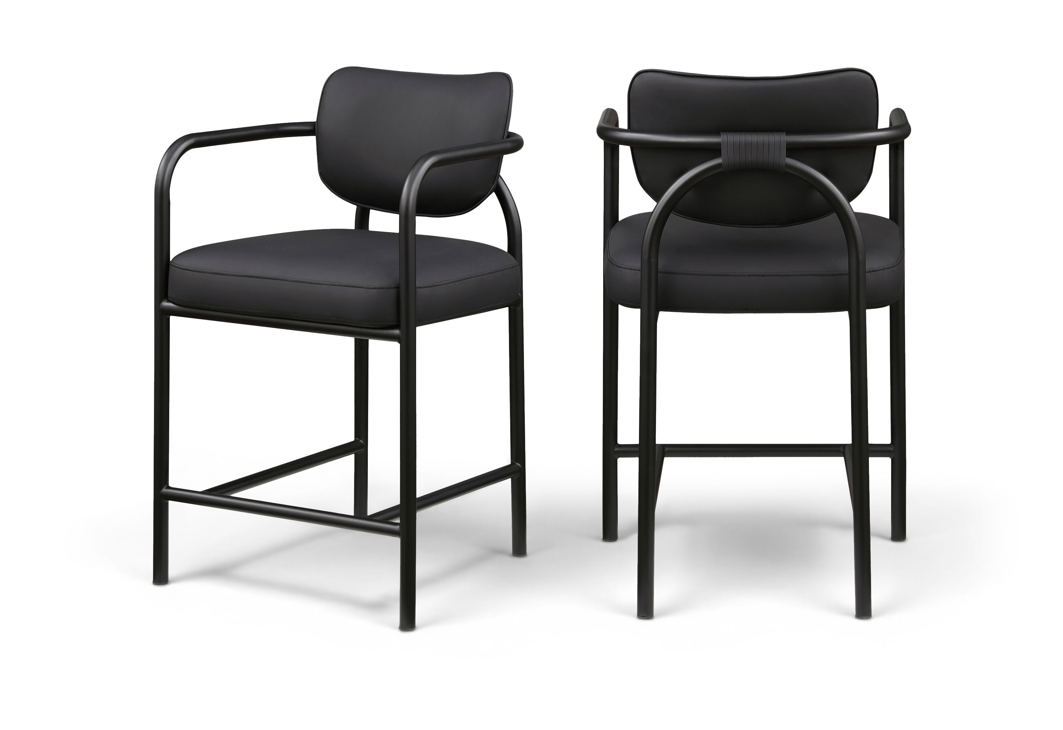 Serava - Vegan Leather Upholstered Counter Stool - Black