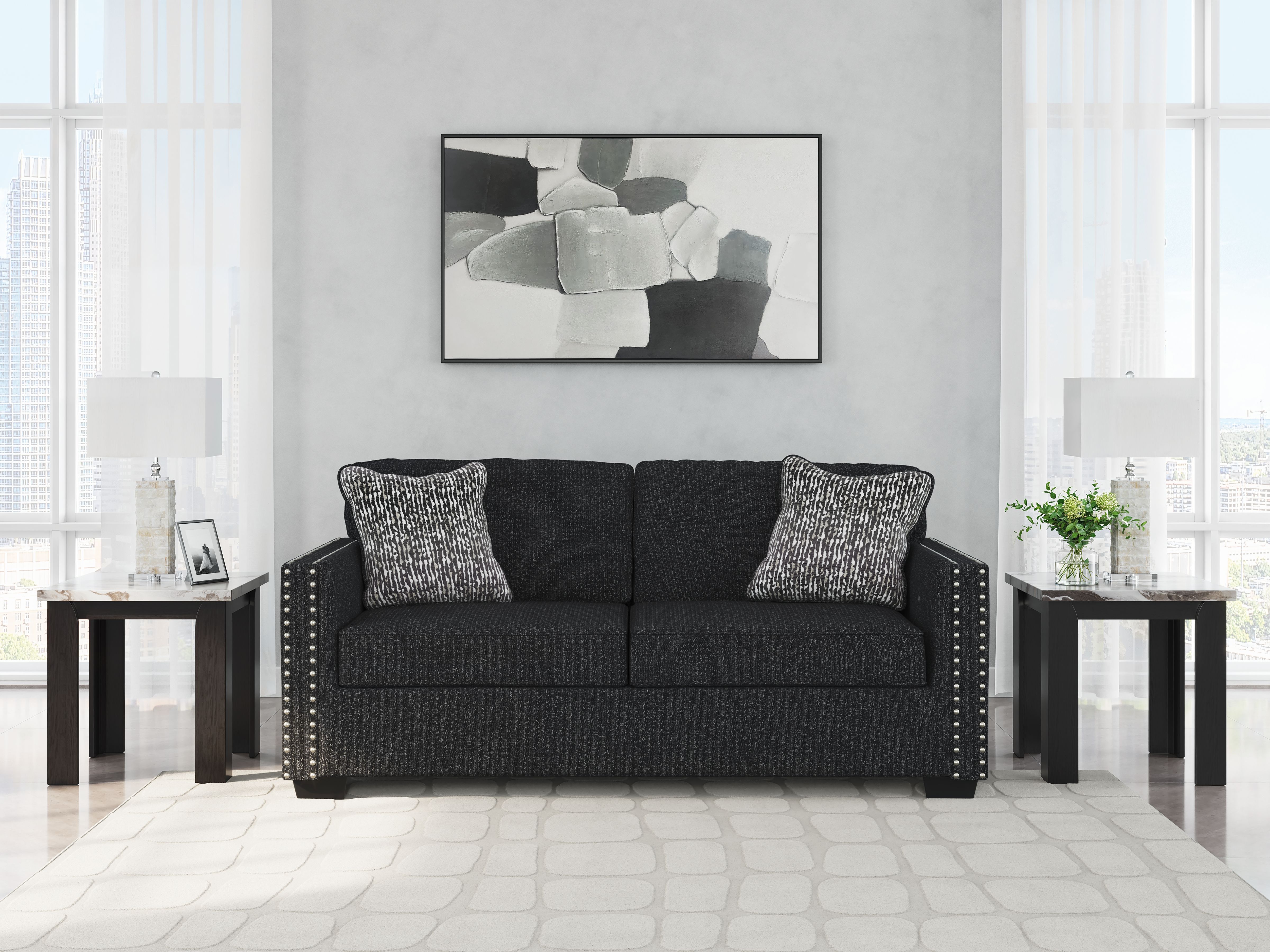 Ashley Furniture Jasmine Peaks - 2 Pc. - Sofa, Loveseat - Coal - Image 2