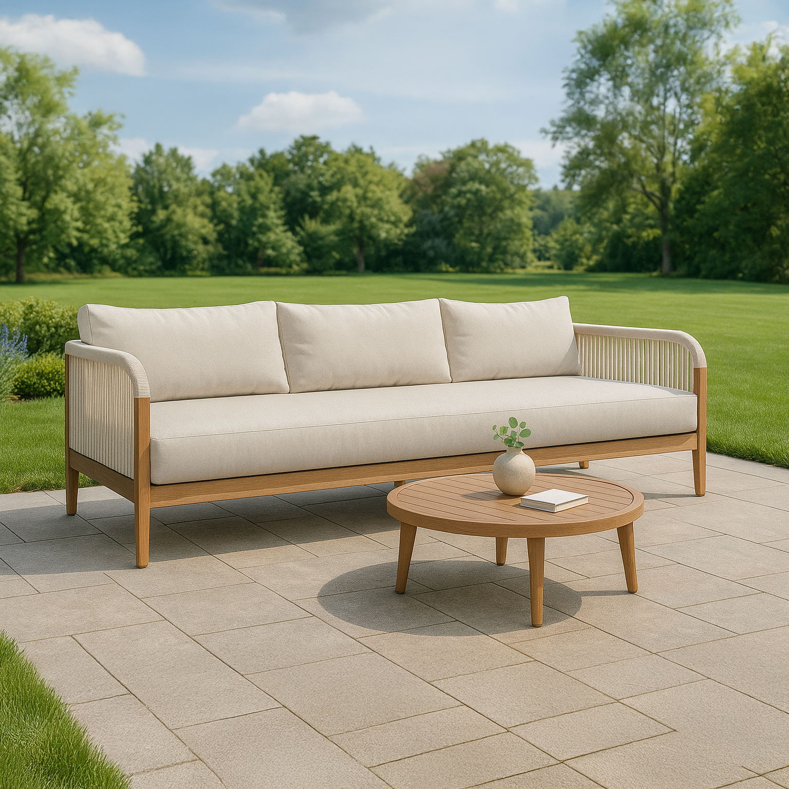 Maui - Water Resistant Outdoor Patio Sofa - Cream