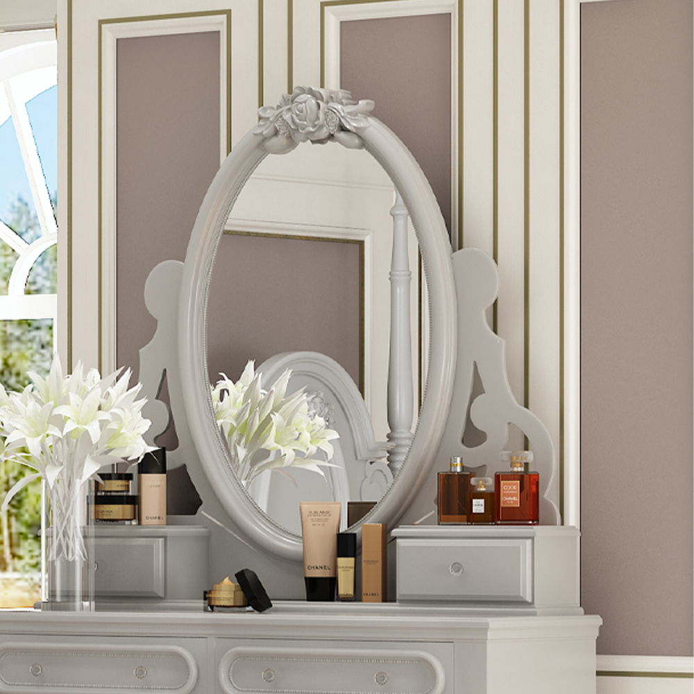 Flora - Mirror With Jewlery - Gray, light gray
