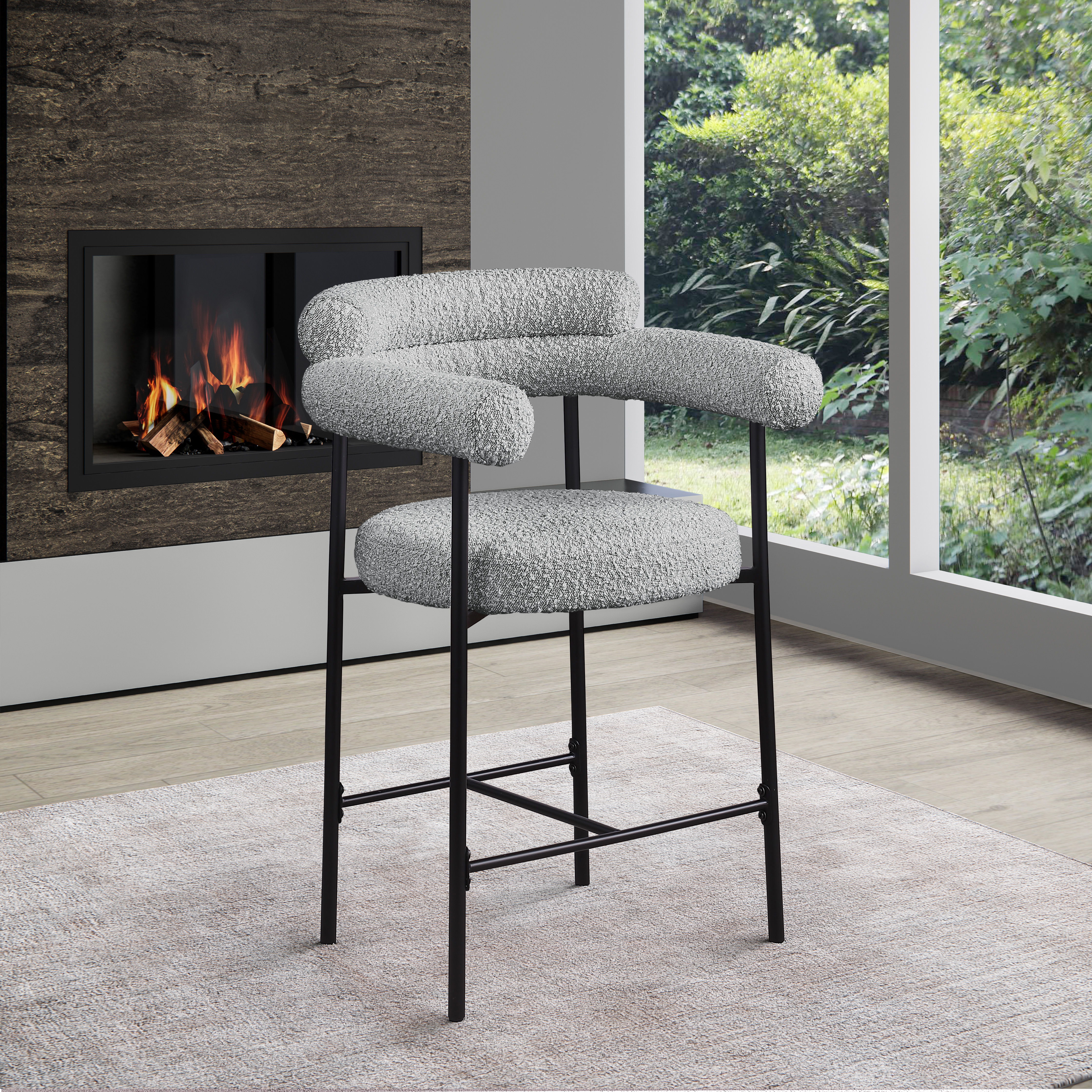 Blake - Counter Stool With Black Base (Set of 2) - Gray