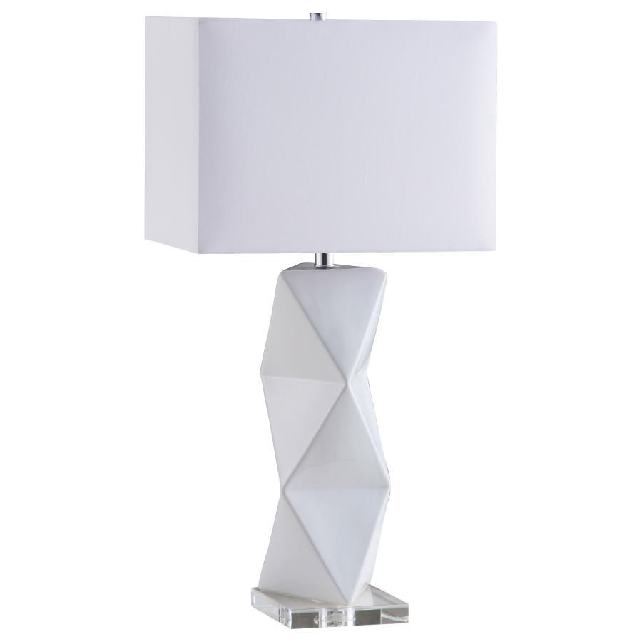 Camie - Rectangular Shade Geometric Table Lamp - White Image