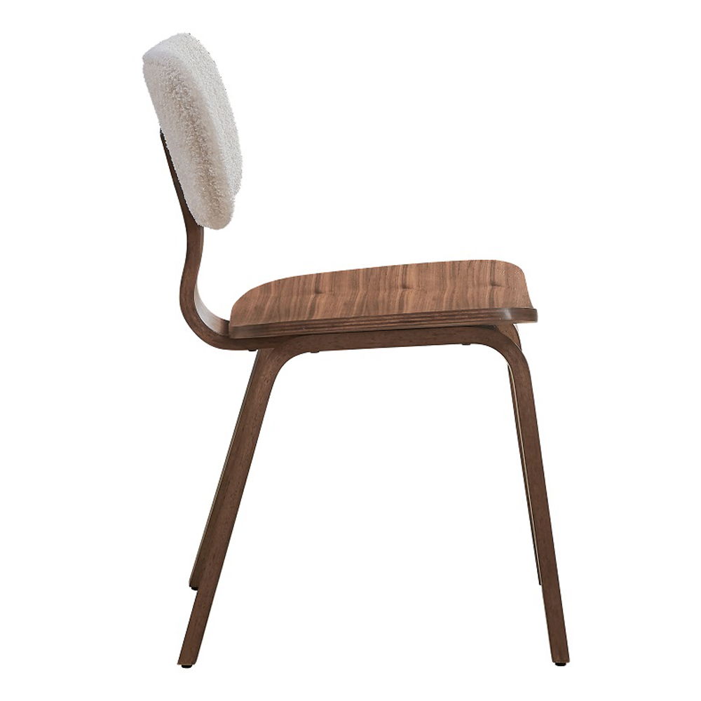 Casson - Side Chair (Set of 2) - White Boucle & Walnut, white, view 4