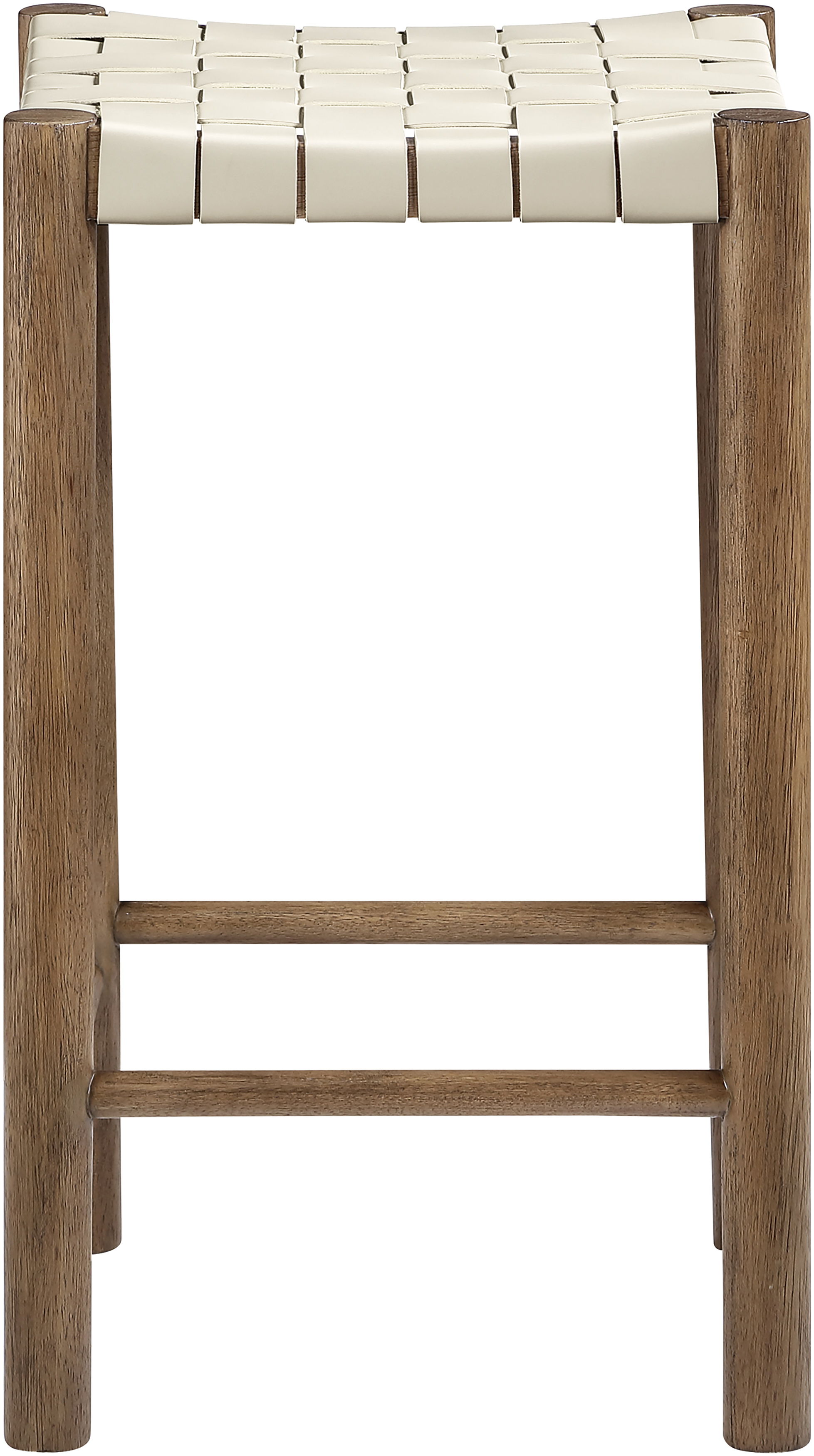 Entwine - Vegan Leather Upholstered Backless Counter Stool - Cream / Painted Brown