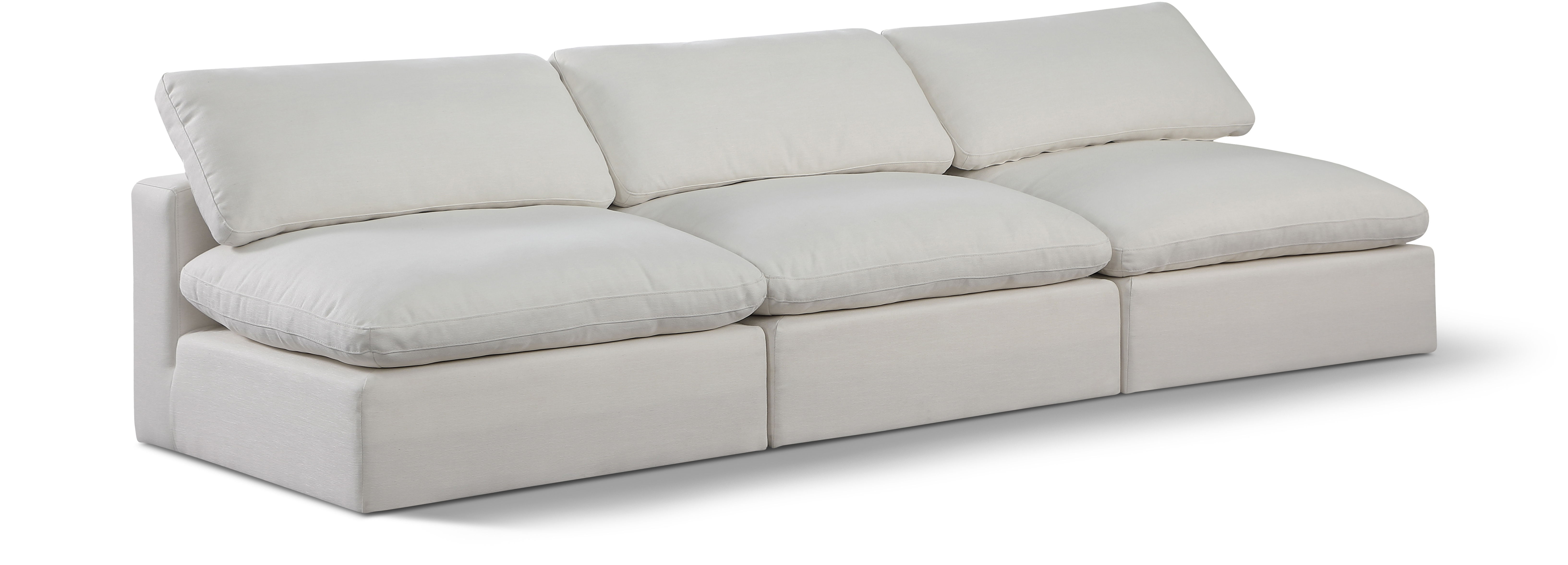 Comfy - Linen Modular Armless Sofa 3 Seats - Cream